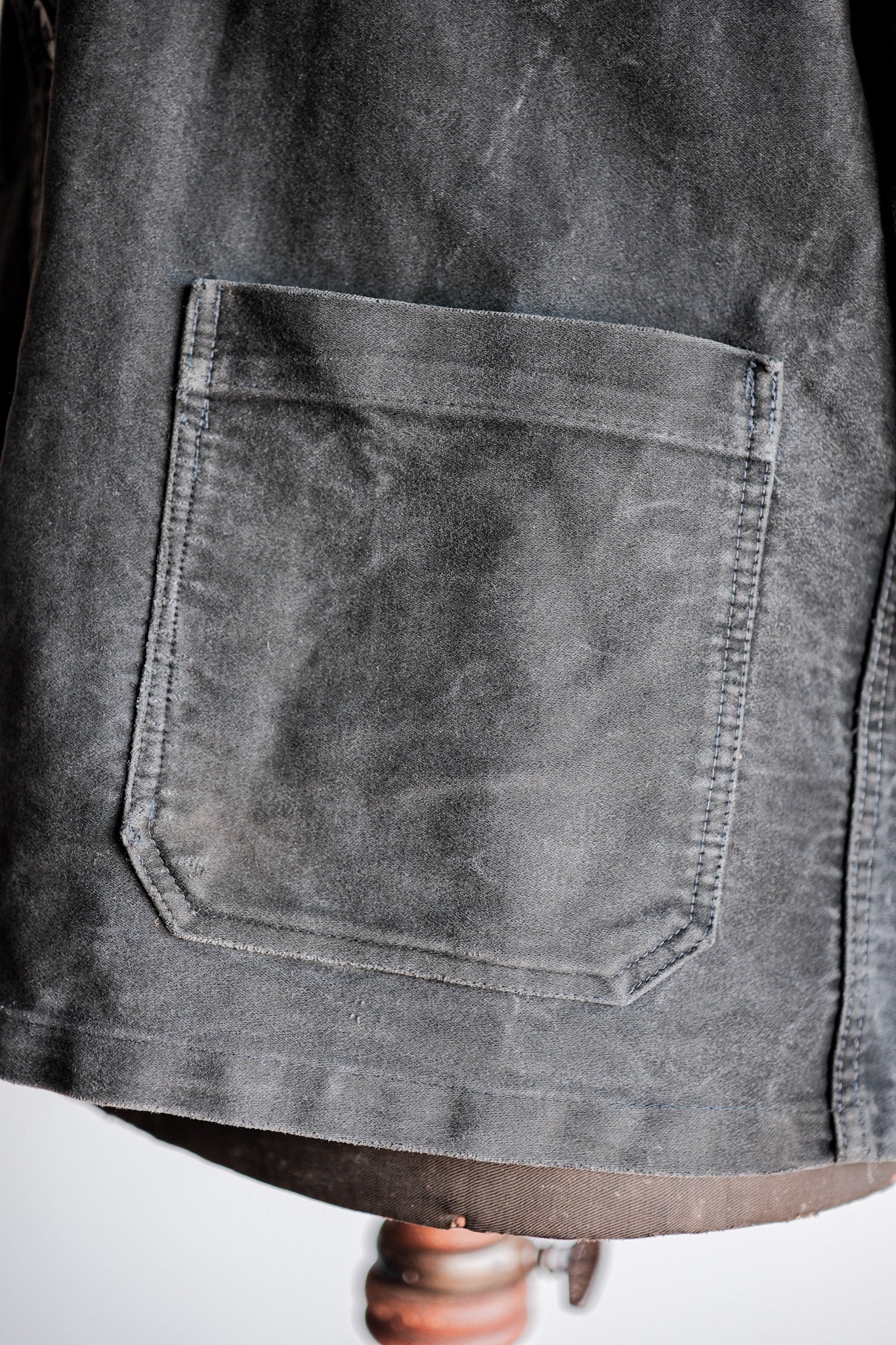【~50's】French Vintage Black Moleskin Work Jacket Size.48 "Le BEAU-FORT"