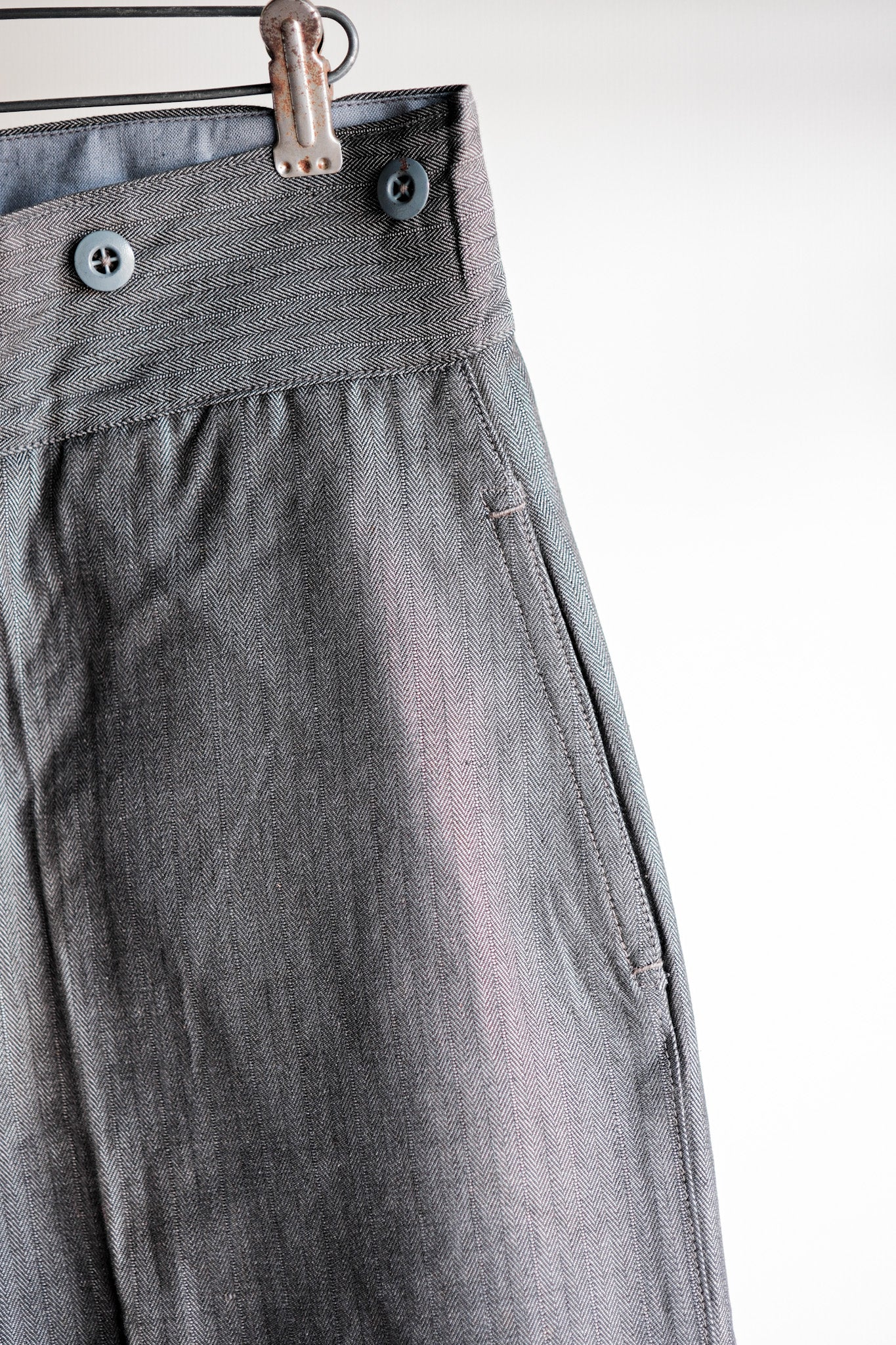 【~30's】French Vintage Salt & Pepper Cotton HBT Work Pants “Dead Stock”