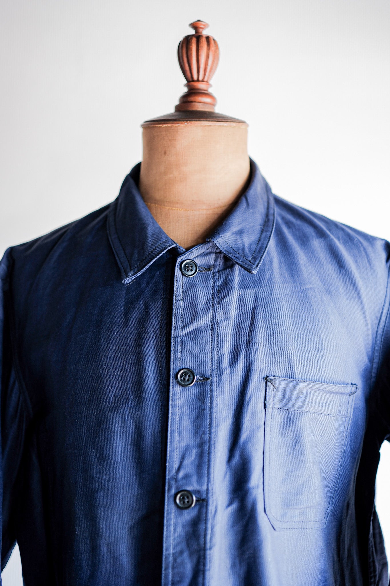 【~50's】French Vintage Blue Thin Twill Work Jacket "Vulcain" "Dead Stock"