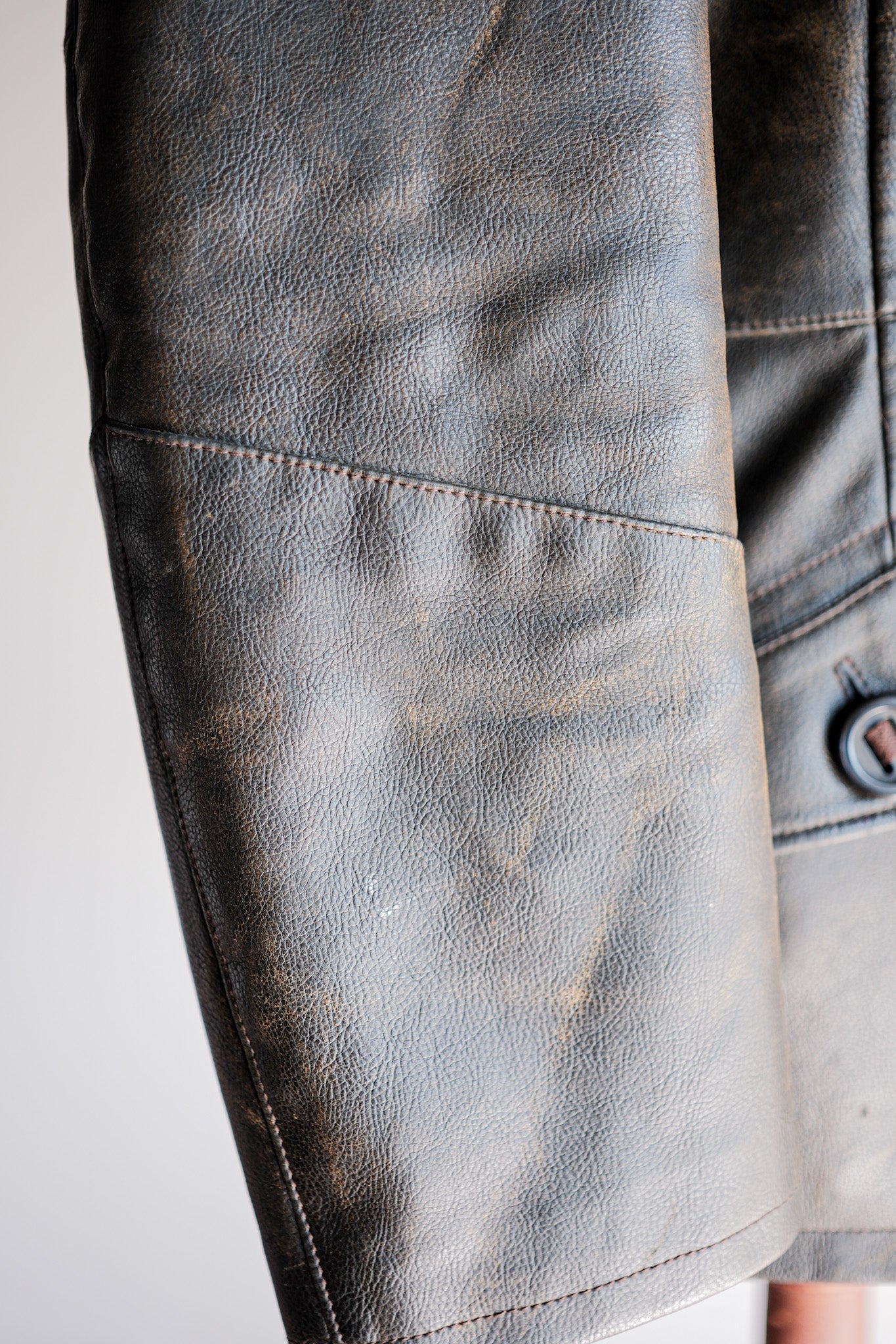 【~90’s】Old ARMANI JEANS M-59 Type PVC Leather Jacket