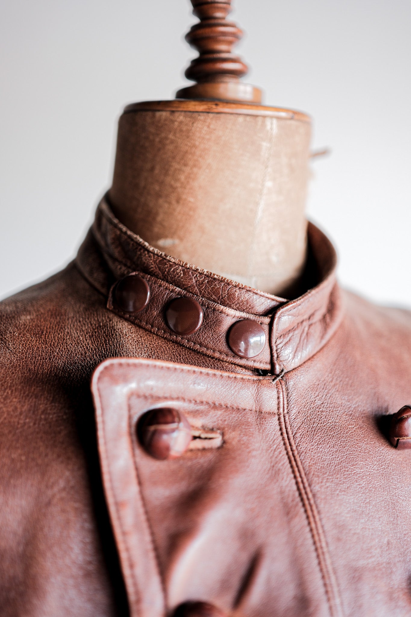 【~30's】German Vintage Double Breasted Motorcycle Leather Jacket