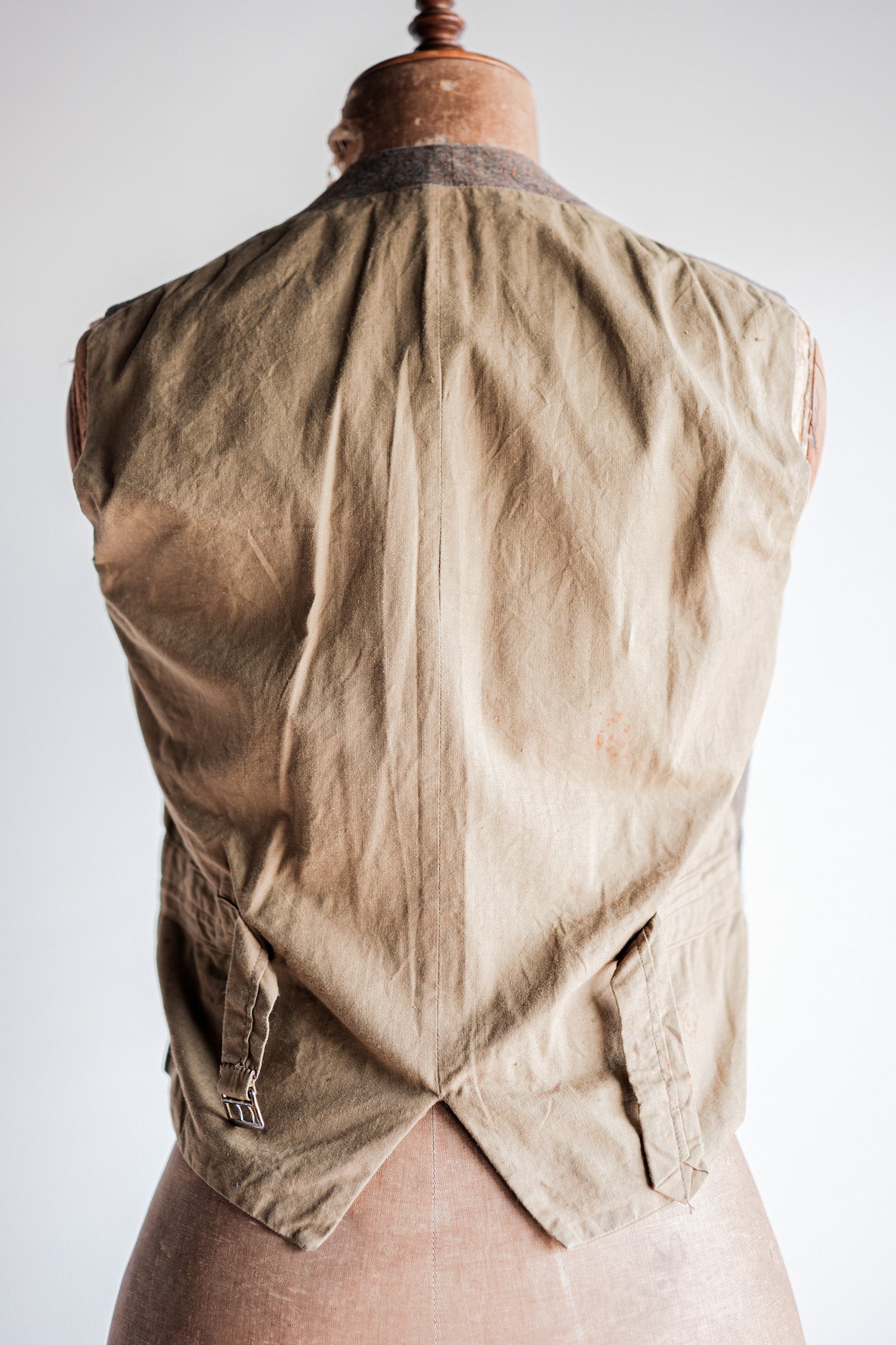 【~40's】French Vintage Brown Mix Wool Hunting Gilet