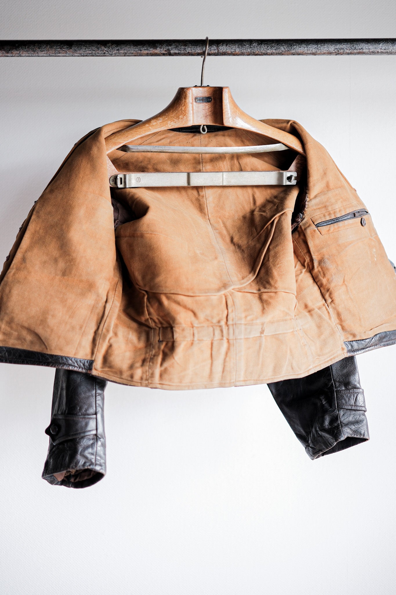 【~40's】German Vintage Double Breasted Motorcycle Leather Jacket