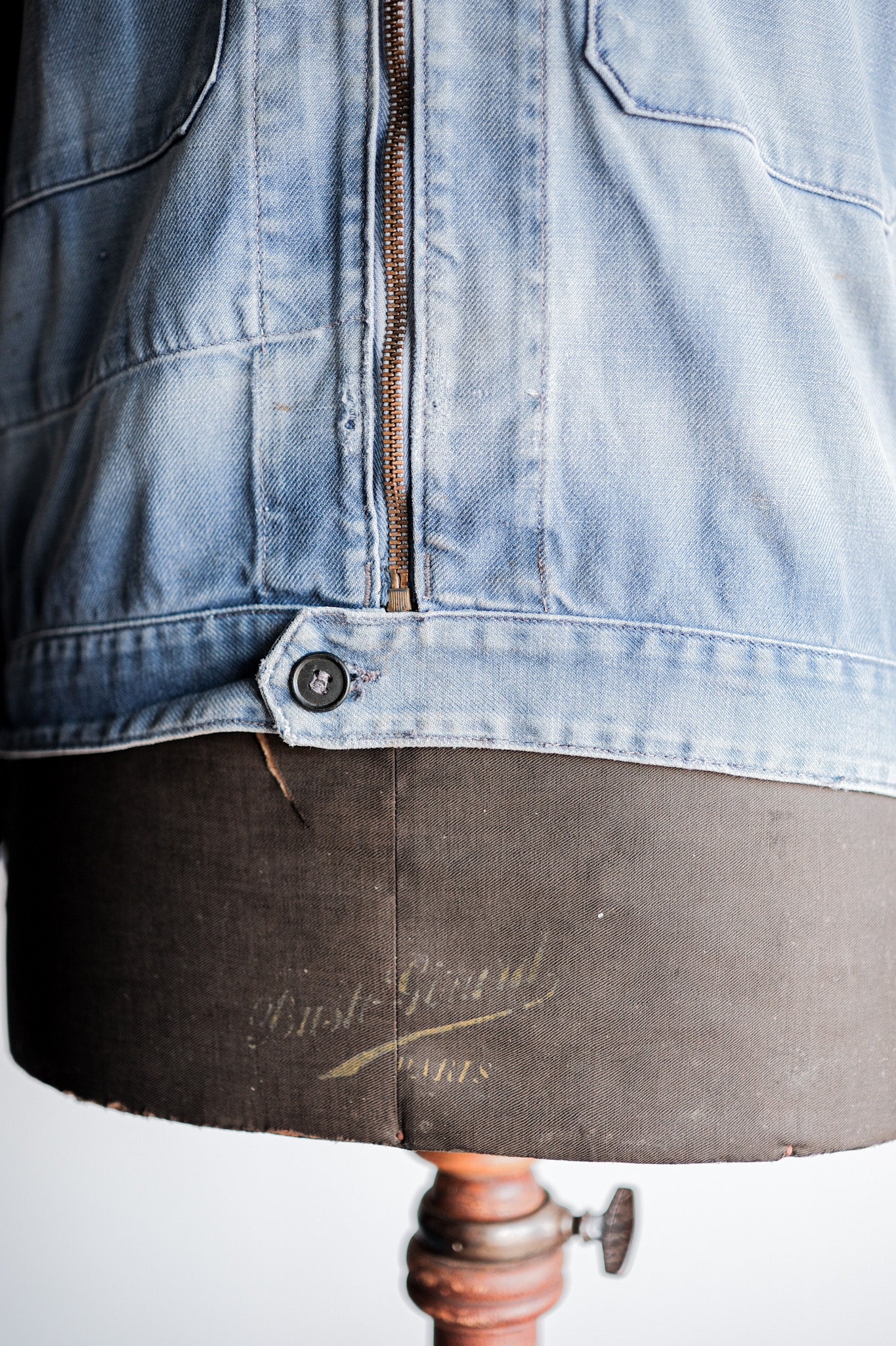 【~50’s】French Vintage Blue Cotton Twill Cyclist Jacket "Adolphe Lafont"