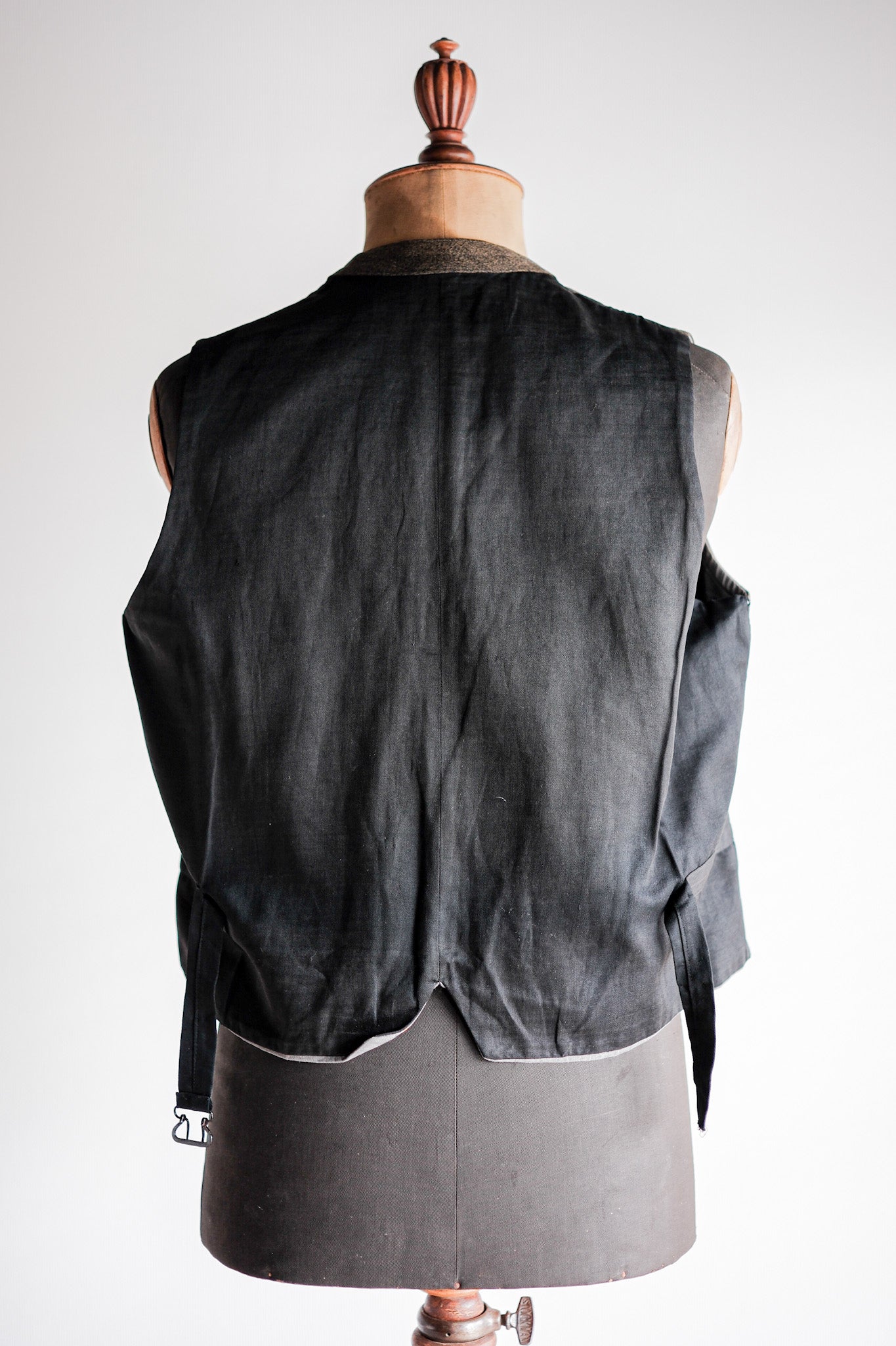 【~50's】French Vintage Brown Salt & Pepper Cotton Work Gilet