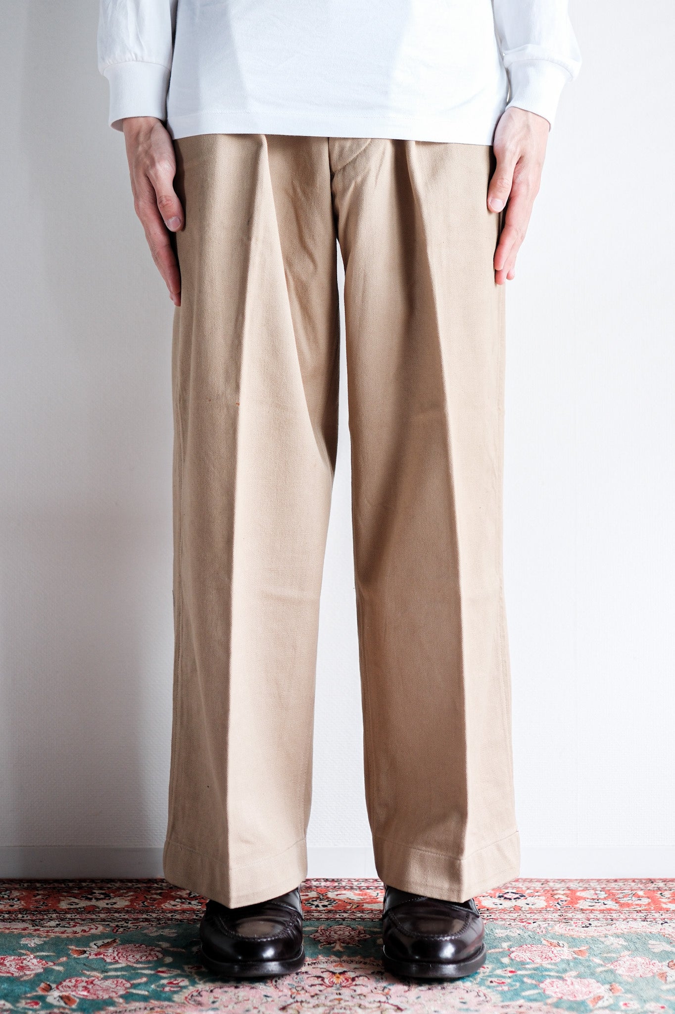 【~50's】French Army M52 Chino Trousers Size.12 "Dead Stock"