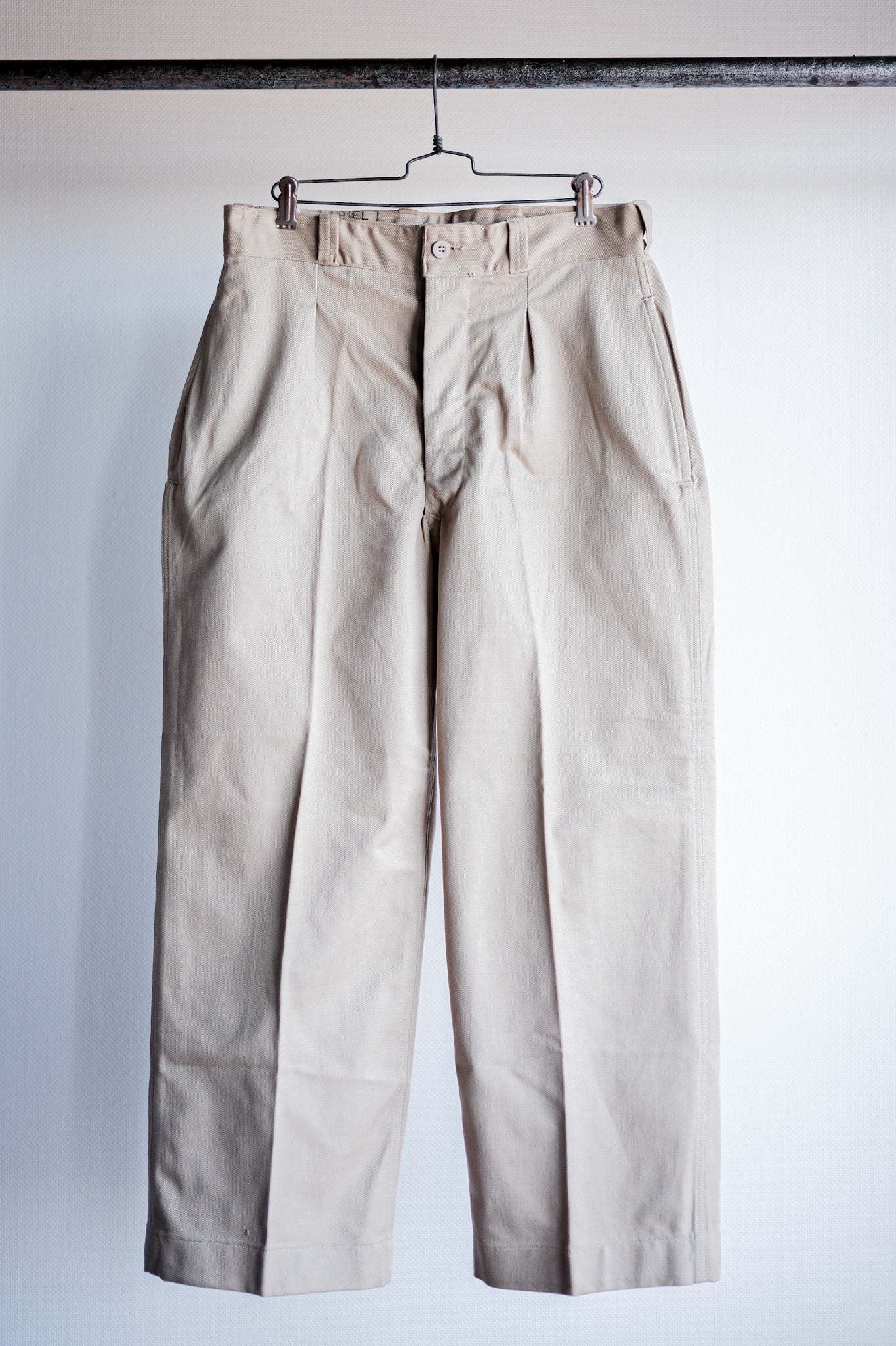 【~50's】French Army M52 Chino Trousers Size.12 "Dead Stock"