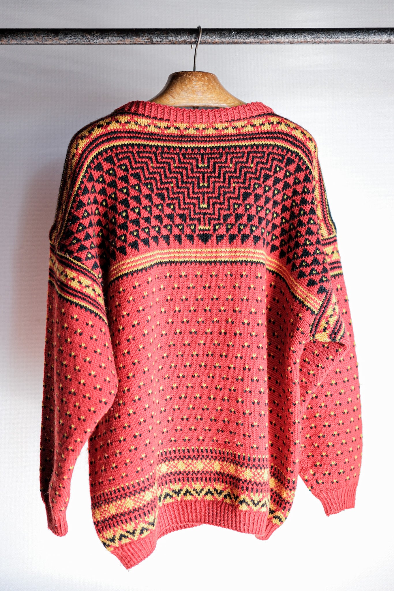 【~60's】British Vintage Fisherman Crew Neck Wool Jumper "Handmade"