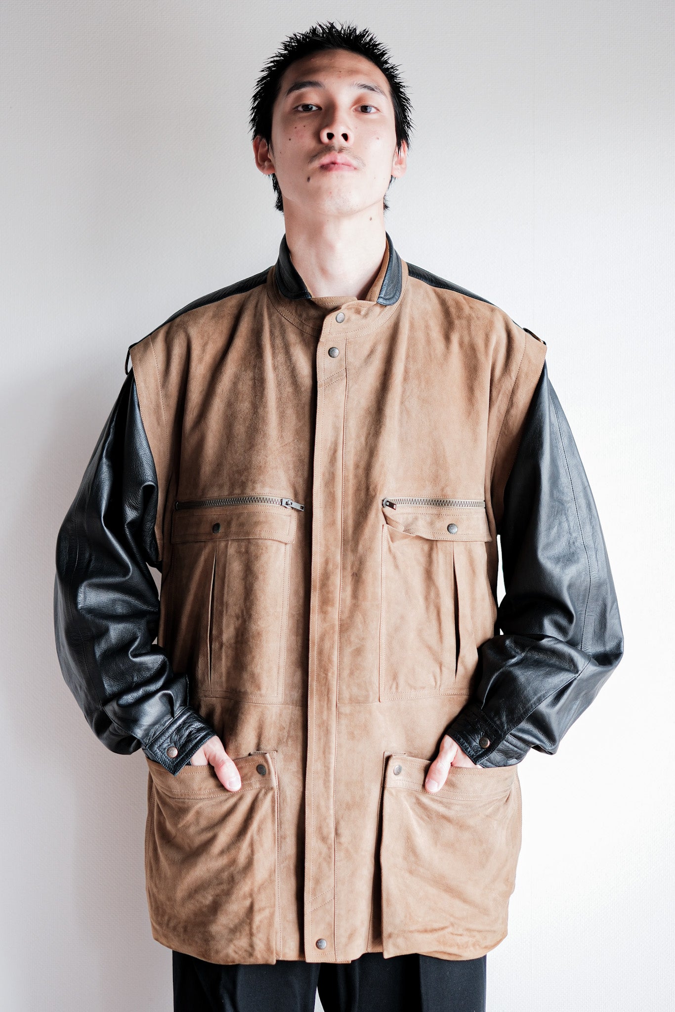 【~70’s】Old GUCCI 2 Tone Leather Jacket Size.50
