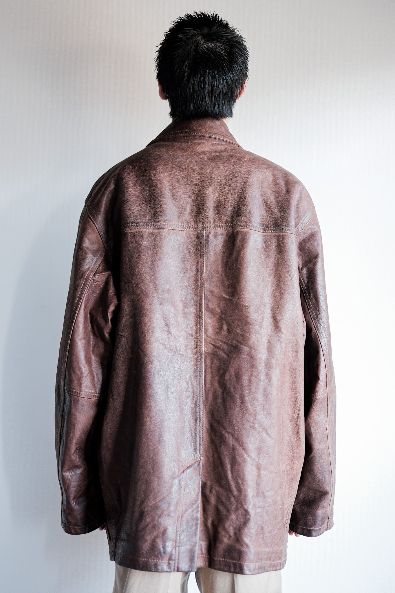 【~80's】Italian Vintage Double Breasted Leather Jacket Size.52