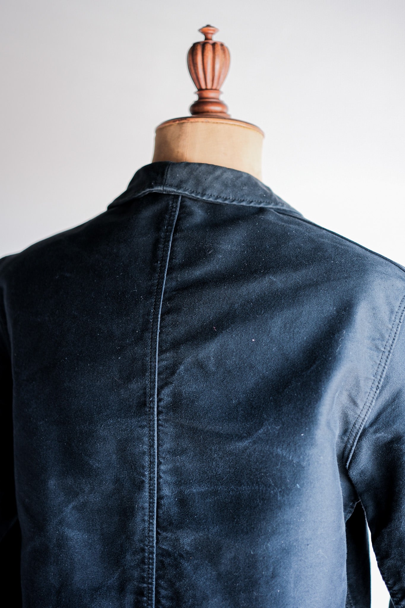 【~60's】French Vintage Black Moleskin Work Jacket "Le Mont St. Michel"