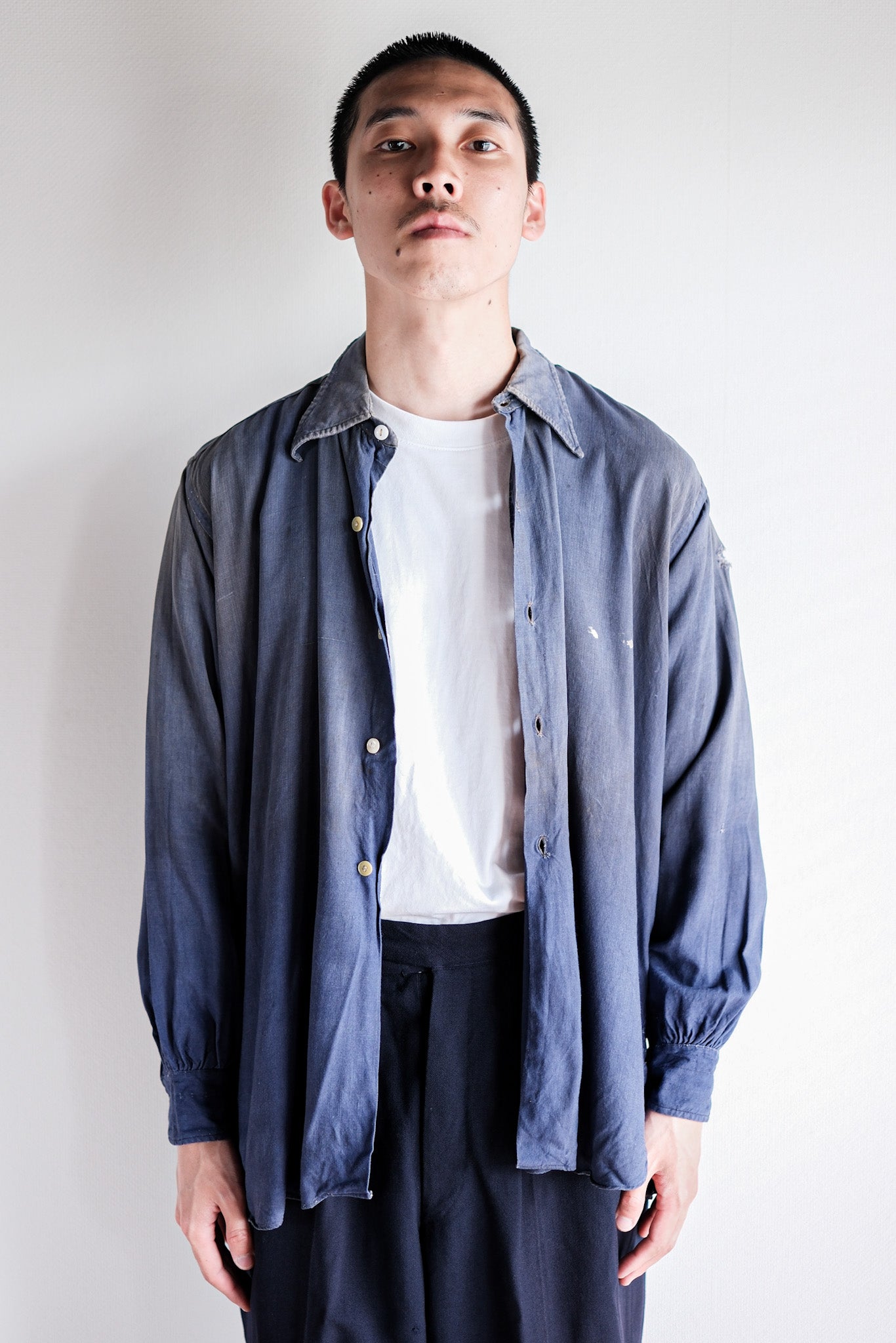 【~40’s】French Vintage Indigo Linen Work Shirt