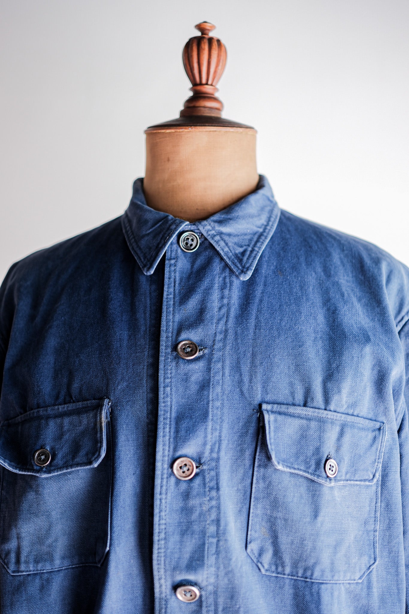 【~40’s】French Vintage Indigo Cotton Twill Cyclist Jacket