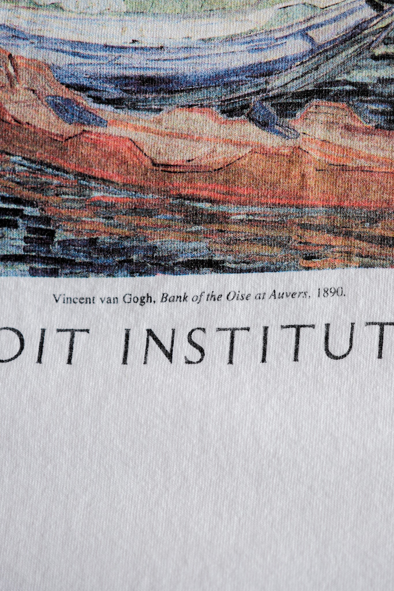 【~00's】Vintage Art Print T-shirt Size.L "Vincent Van Gogh's" "Bank of the Oise at Auvers"