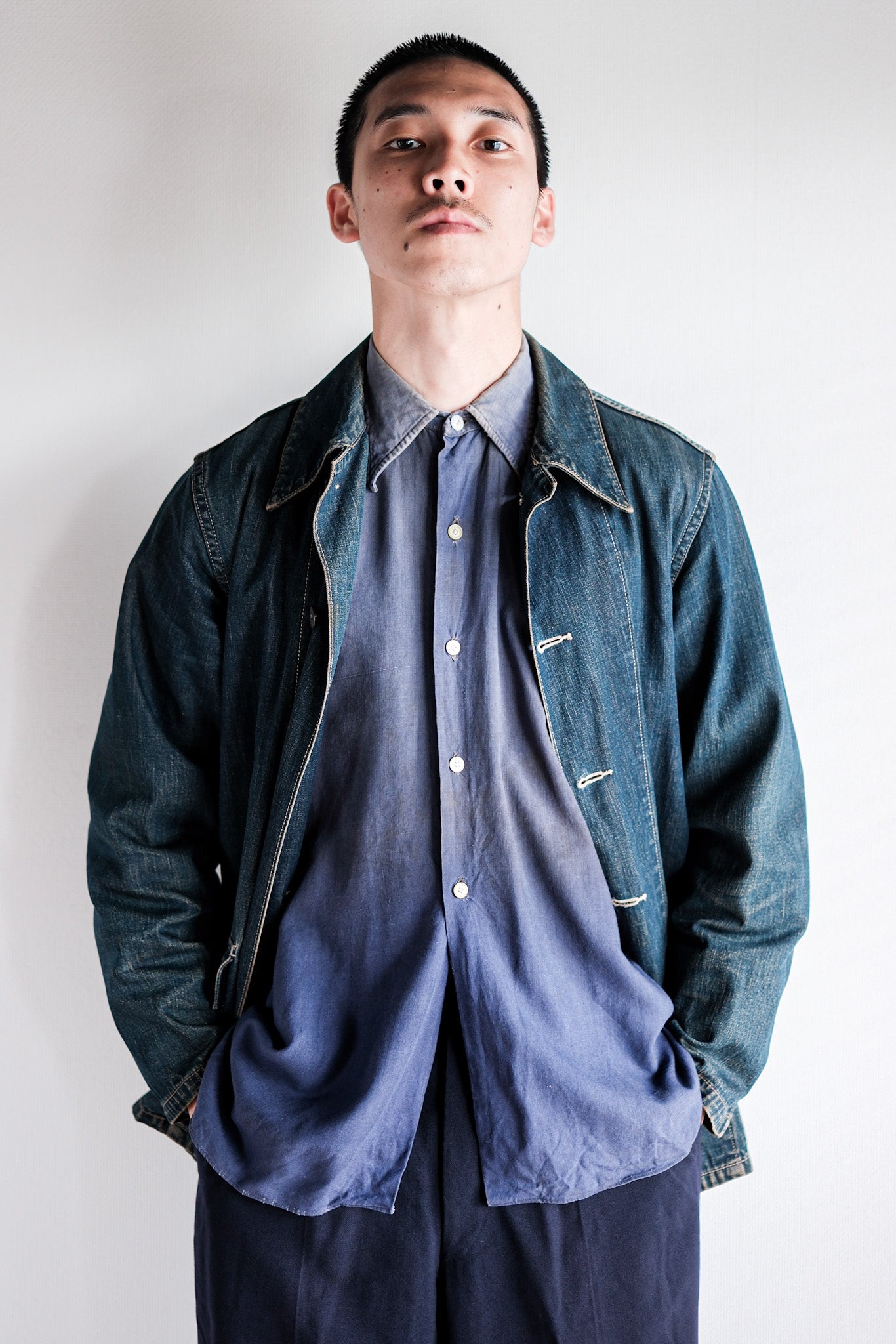 【~40’s】French Vintage Indigo Linen Work Shirt