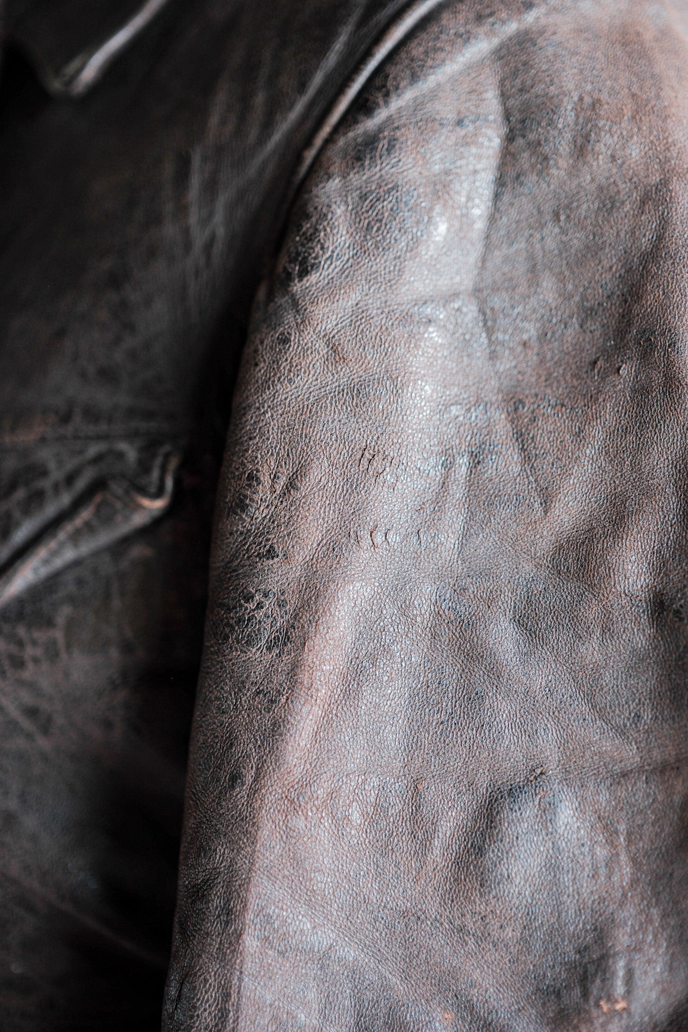 【~40's】German Vintage Double Breasted Motorcycle Leather Jacket