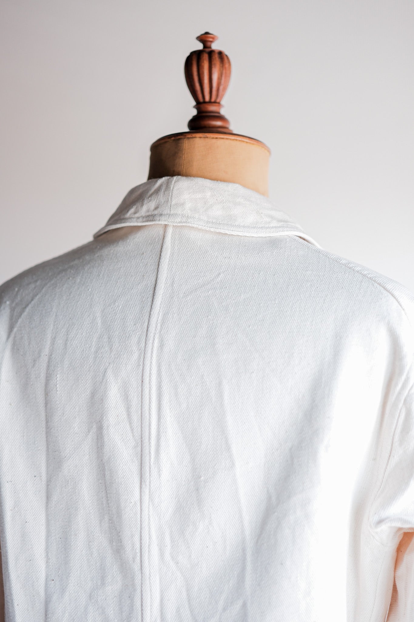 【~40's】French Vintage White Cotton Twill Work Jacket Size.48 "Dead Stock"