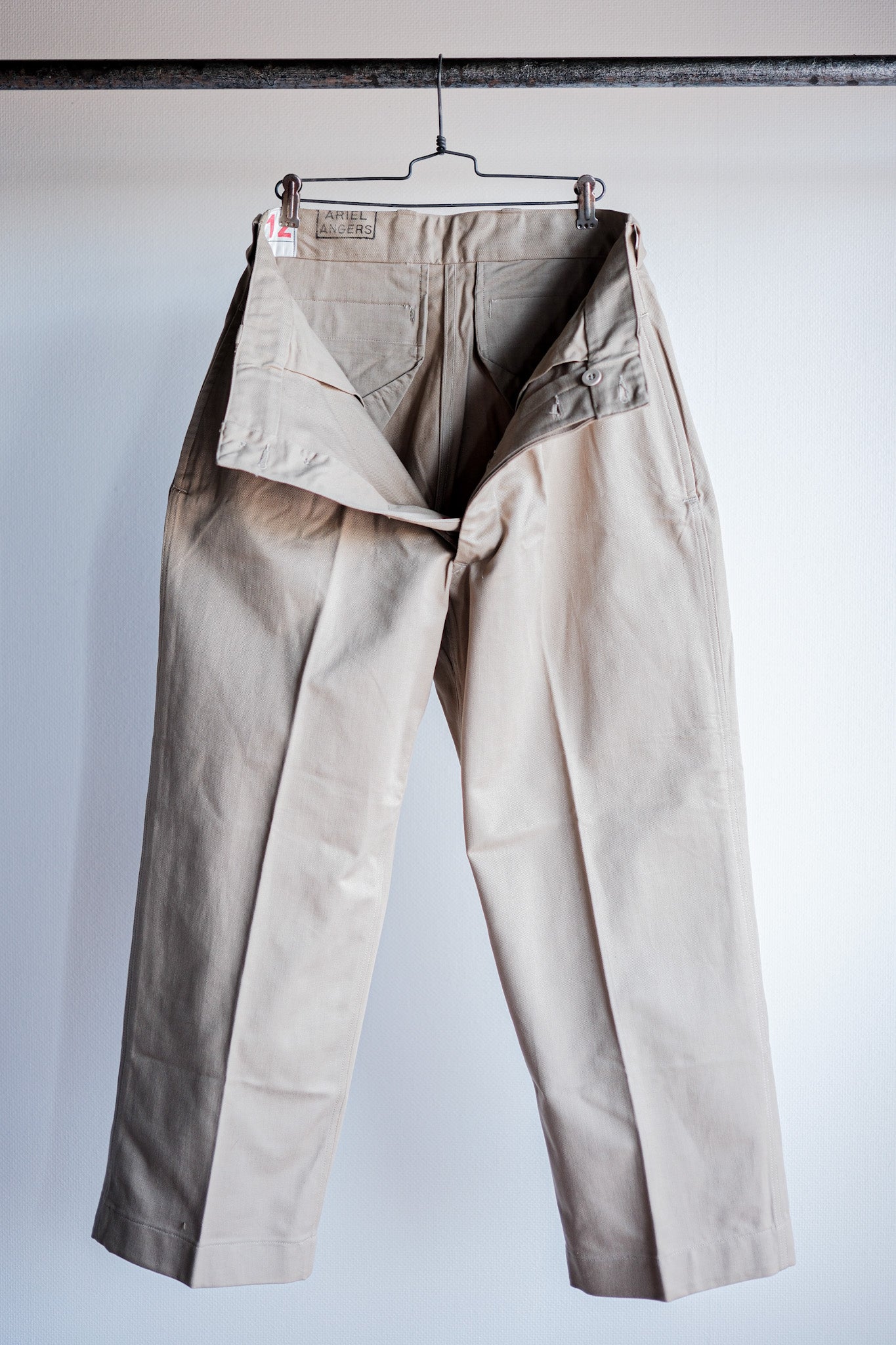 【~50's】French Army M52 Chino Trousers Size.12 "Dead Stock"