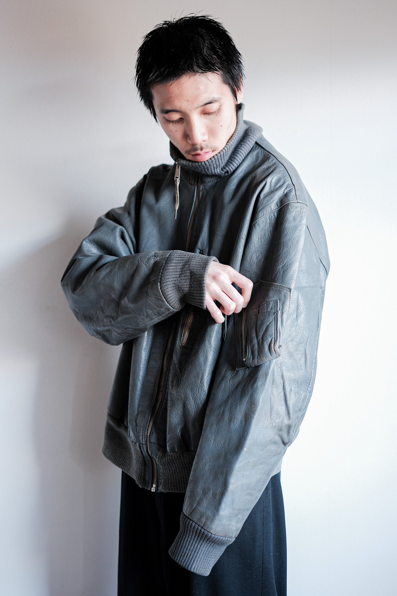 【~70’s】West German Air Force Pilot Leather Jacket Size.13