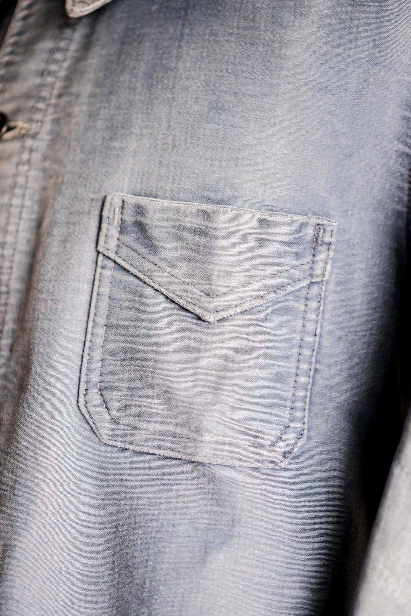 【~40's】French Vintage Blue Moleskin Work Jacket