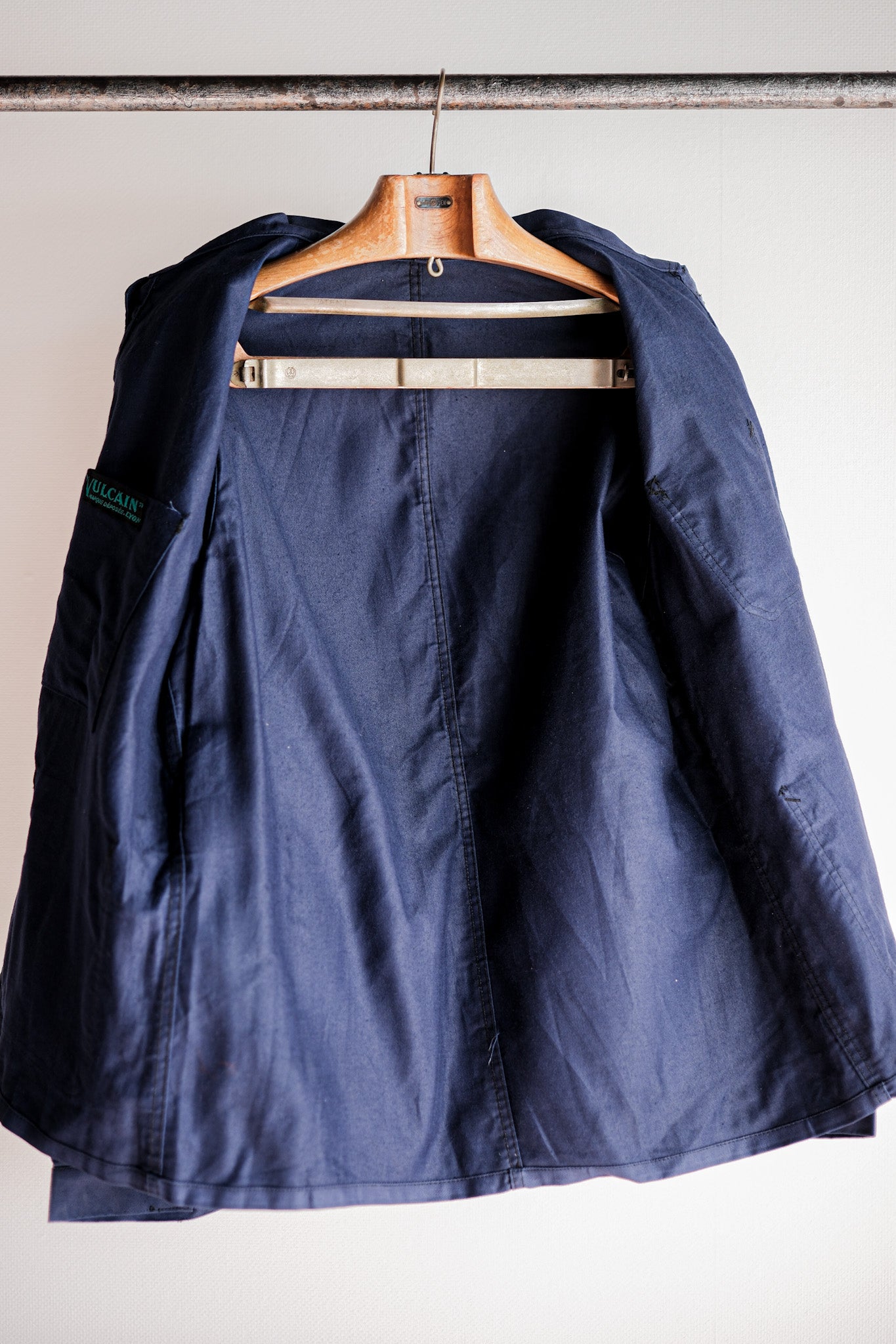 【~50's】French Vintage Blue Thin Twill Work Jacket "Vulcain" "Dead Stock"