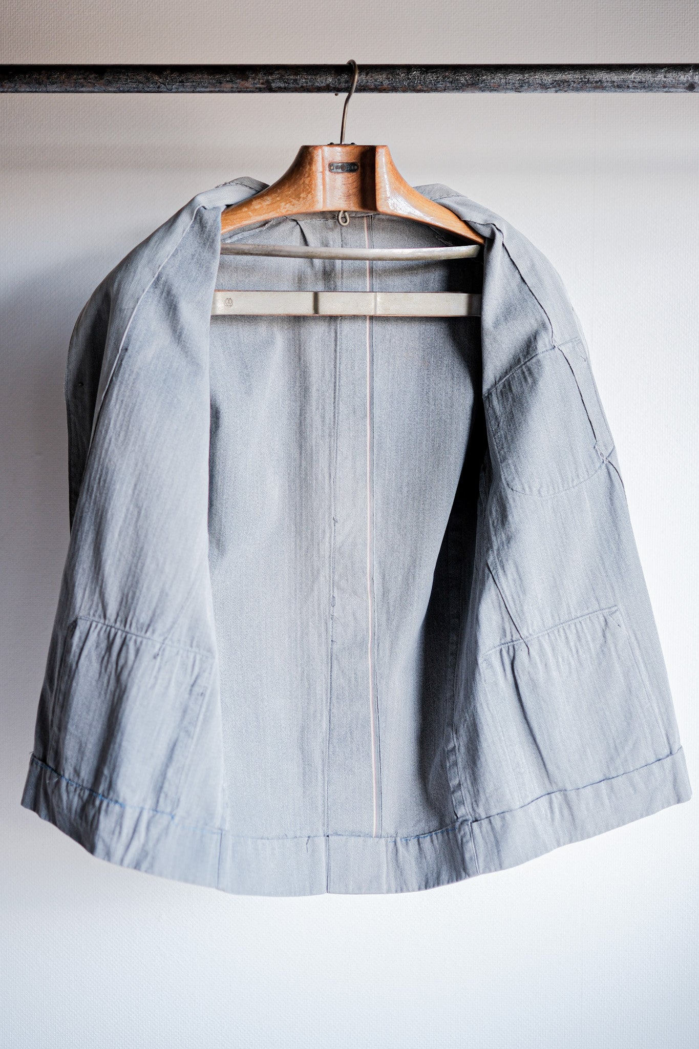 【~50's】Europe Vintage Salt & Pepper HBT Cotton Work Jacket "6 Buttons"