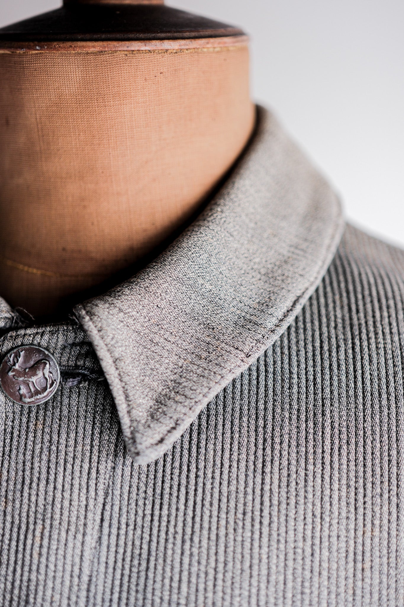 【~50's】French Vintage Gray Cotton Pique Hunting Jacket