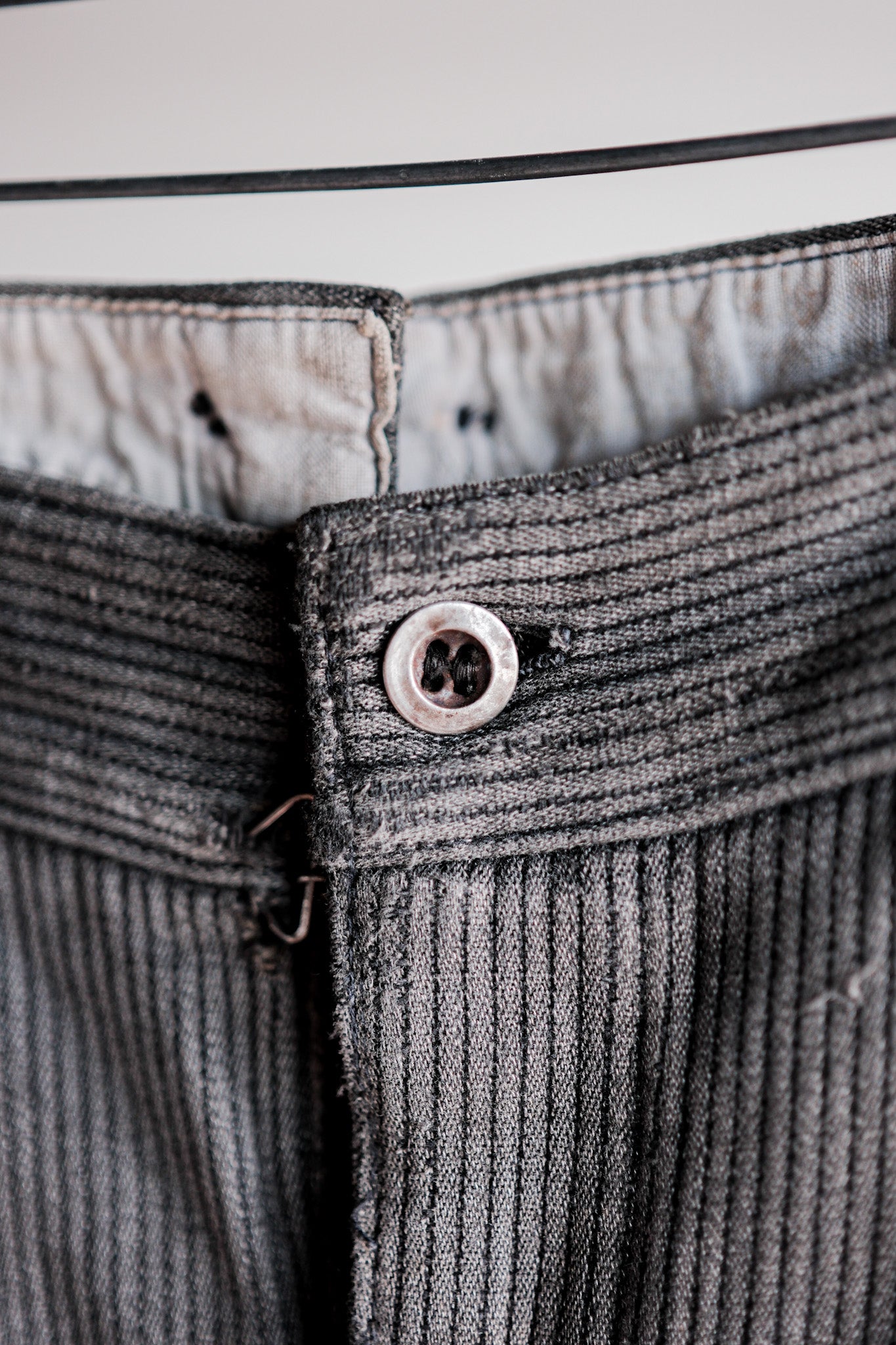 【~40's】French Vintage Gray Cotton Pique Work Pants "Patchwork"