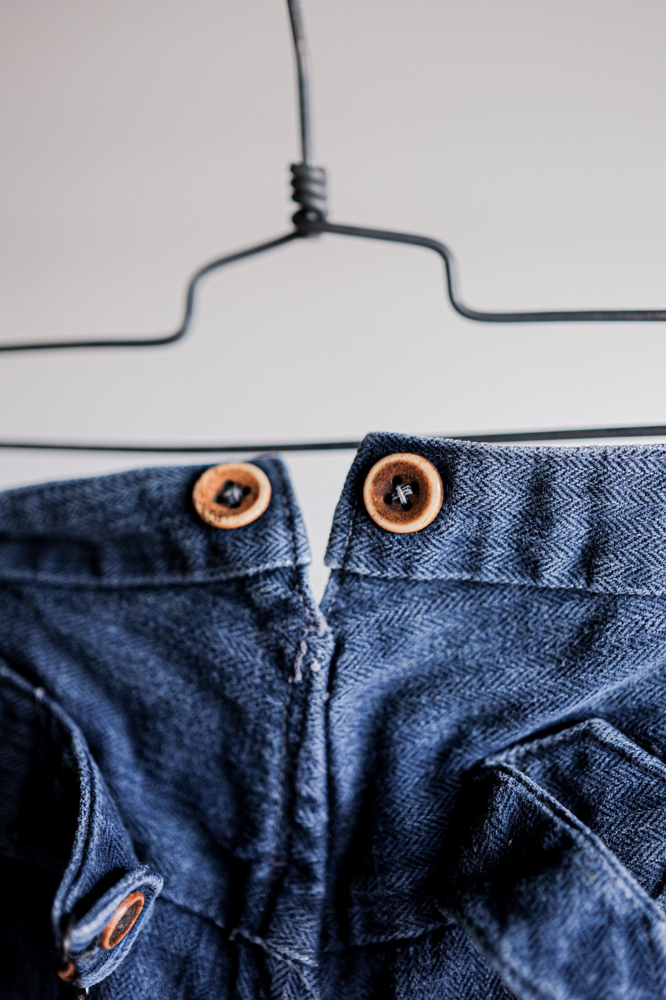 【Early 20th C】French Vintage Indigo HBT Linen Firefighter Trousers