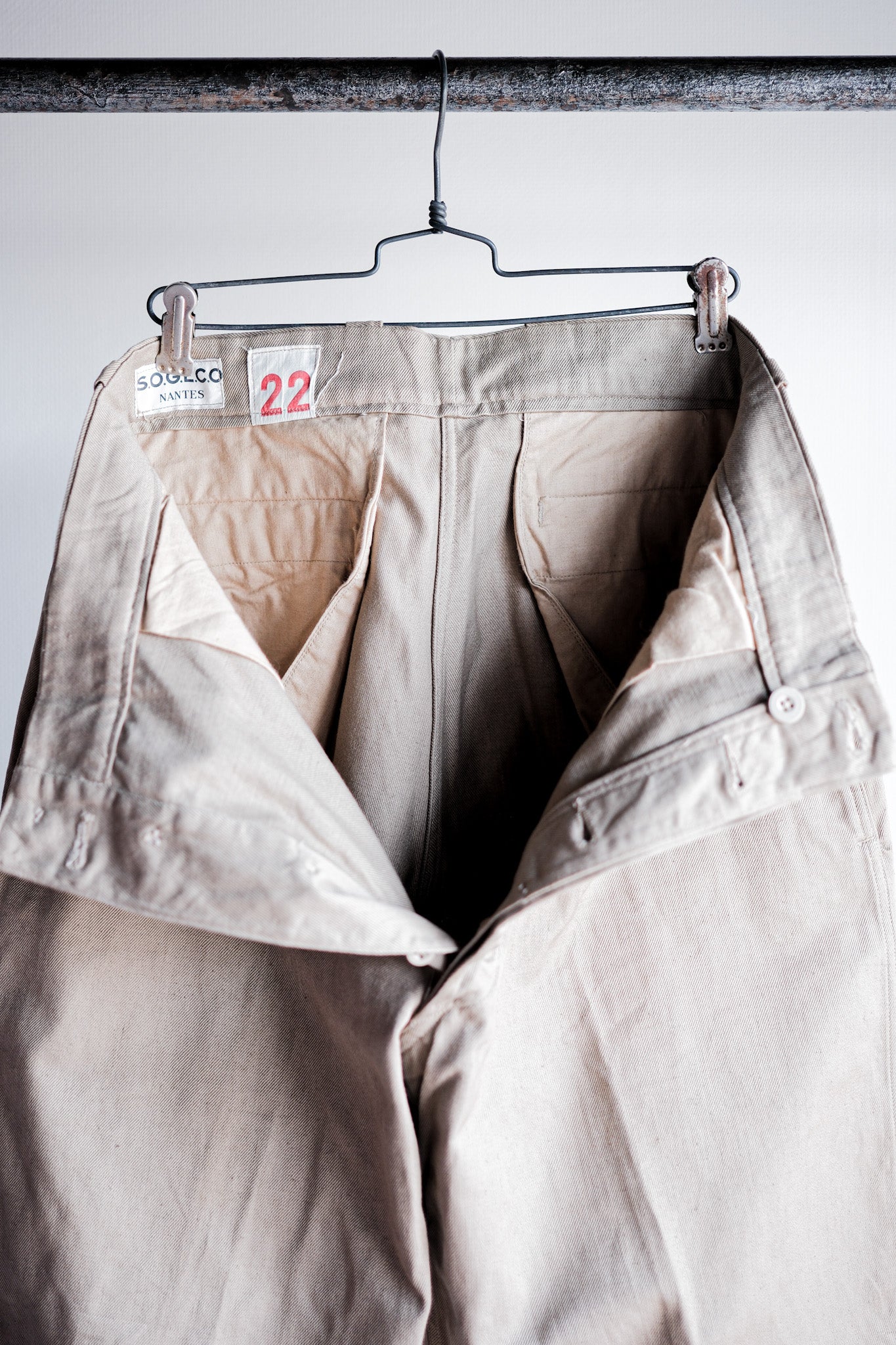 【~60's】French Army M52 Chino Trousers Size.22 "Dead Stock"