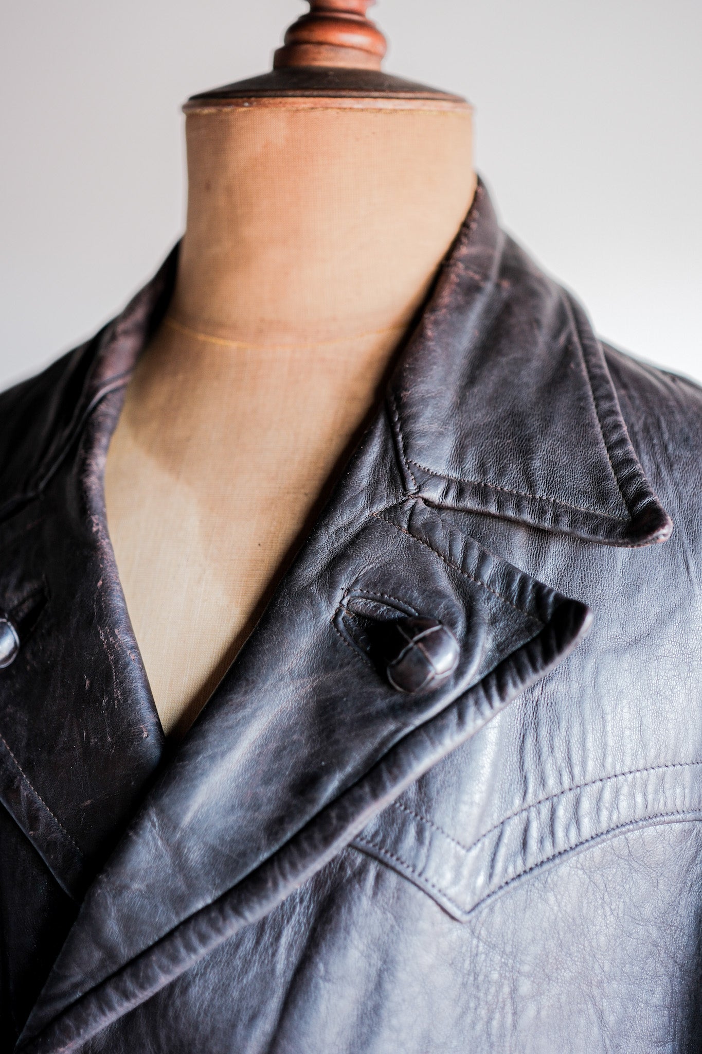 【~30's】German Vintage Double Breasted Motorcycle Leather Jacket