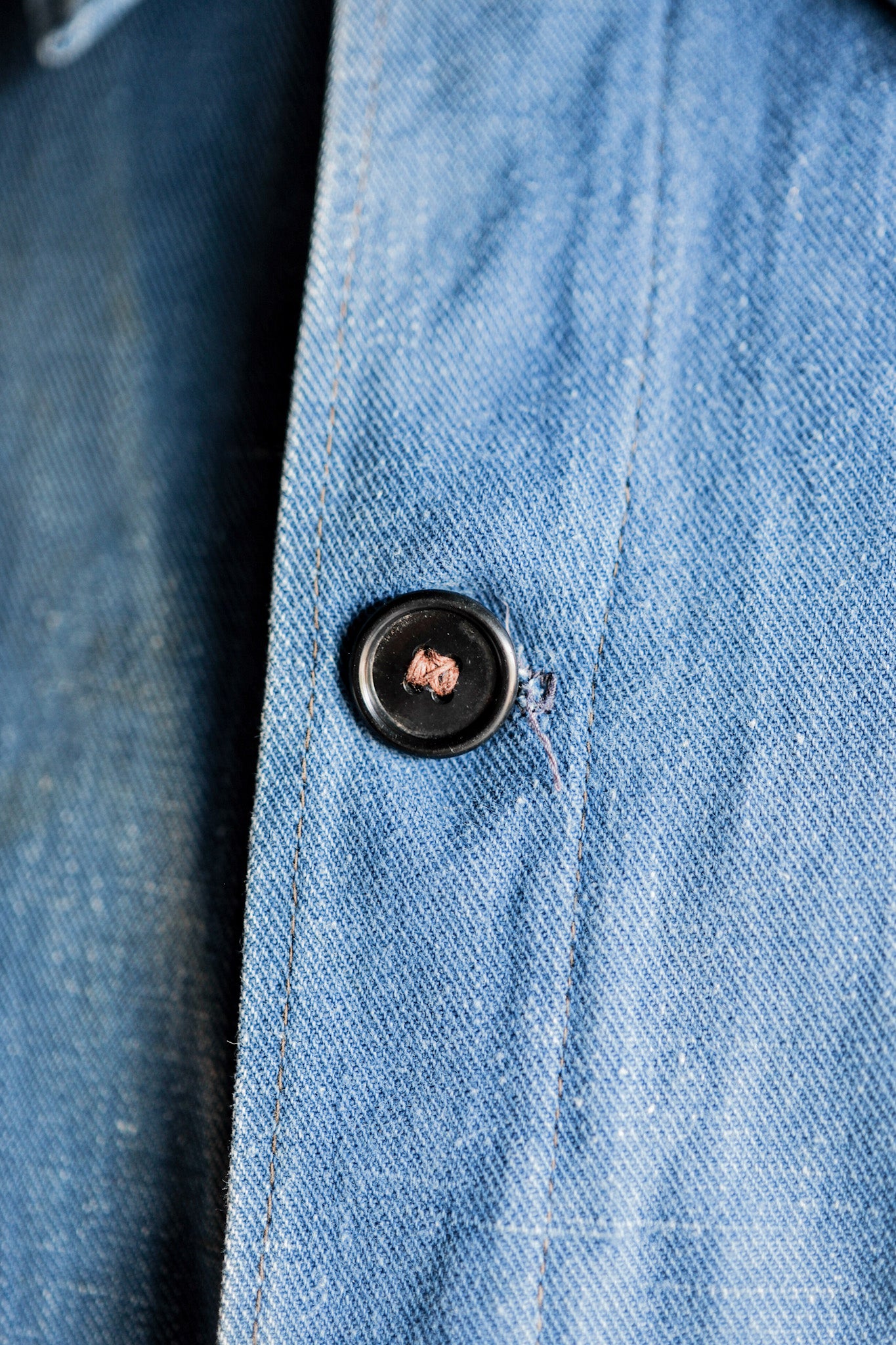 【~40's】French Vintage Indigo Cotton Linen Twill Work Jacket