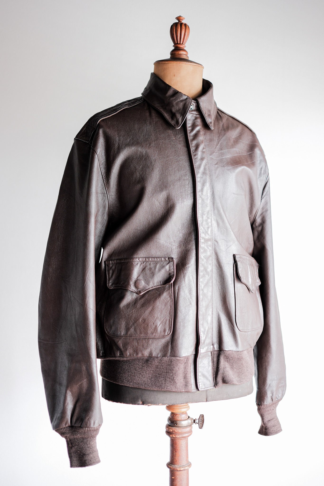 【~80's】Willis&Geiger A-2 Type Leather Flight Jacket Size.44 "Made in U.S.A."