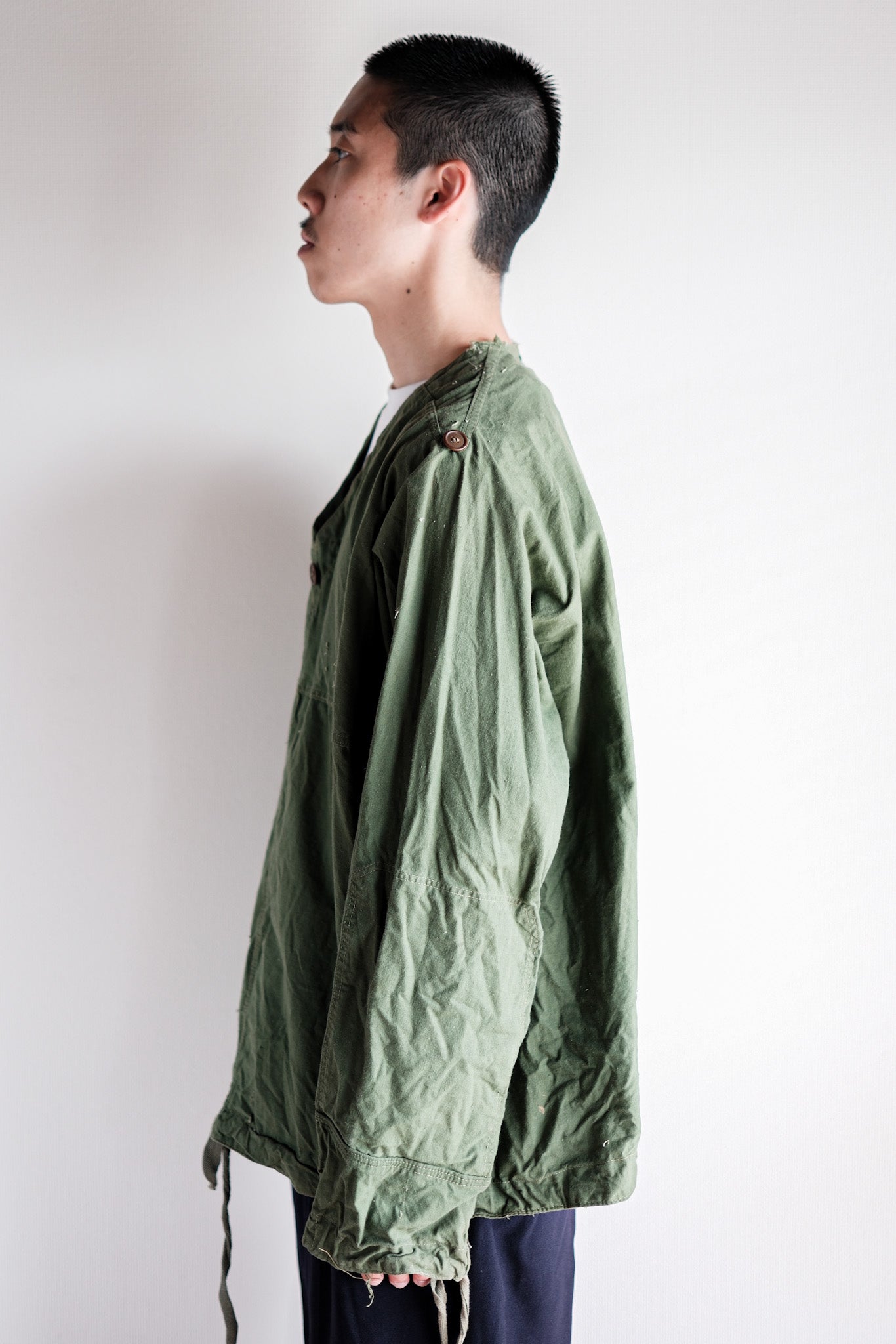 【~50's】Czechoslovakian Army Green Cotton Smock