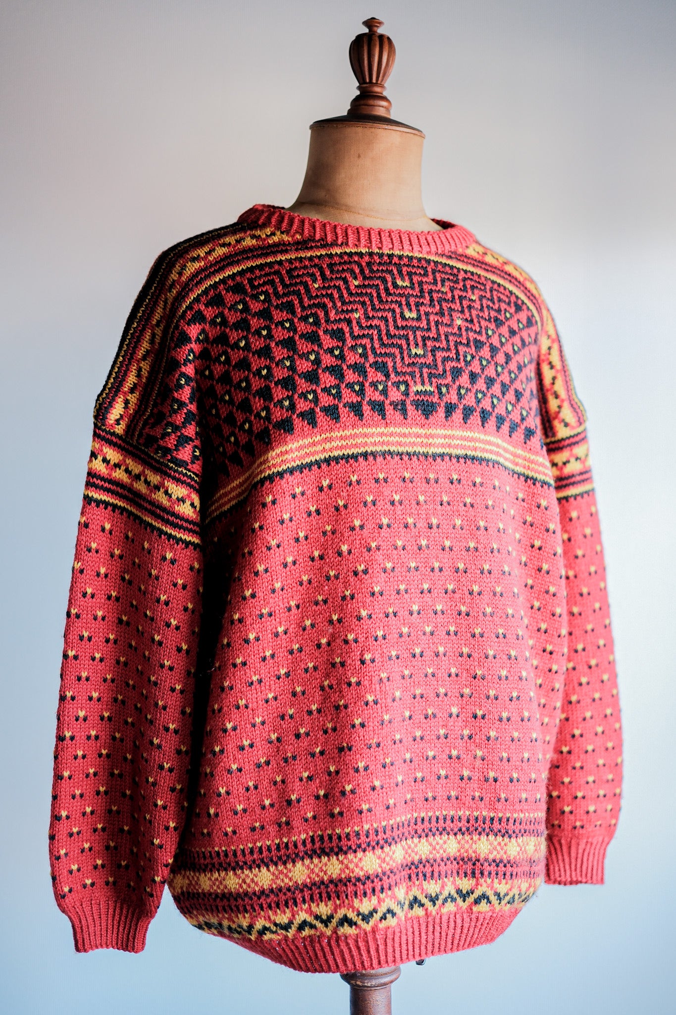 【~60's】British Vintage Fisherman Crew Neck Wool Jumper "Handmade"