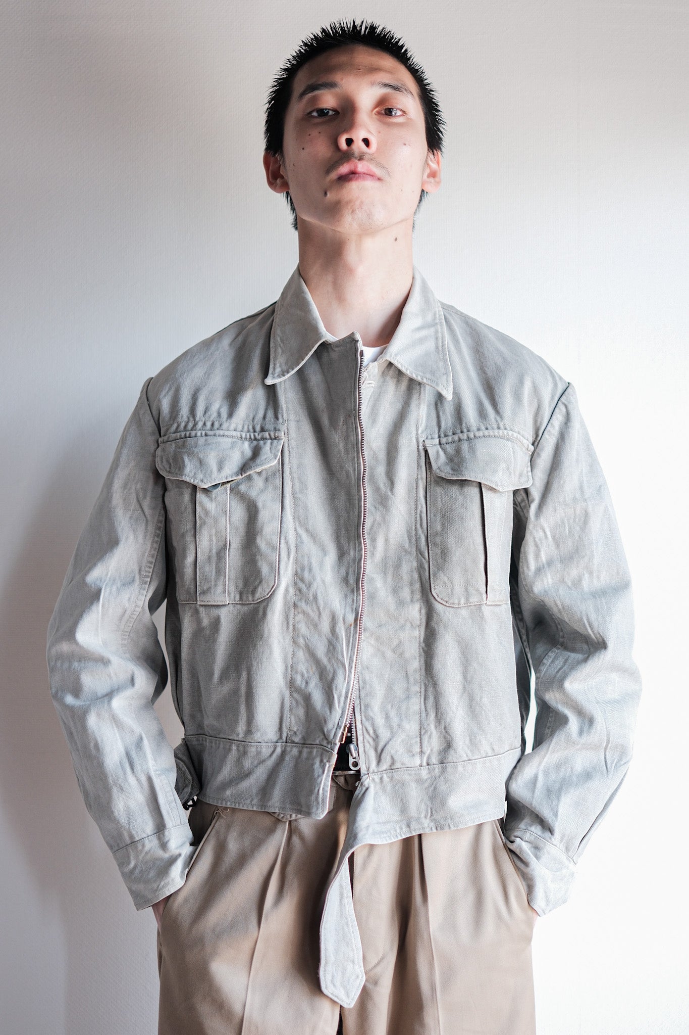 [~ 40) 프랑스 군대 M44 배틀 드레스 재킷 크기 .42 "수정"