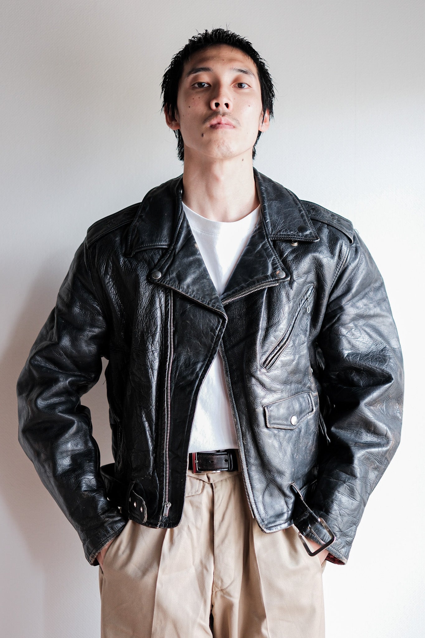 【~50's】American Vintage Two Star Horsehide Motorcycle Leather Jacket "WINDWARD"