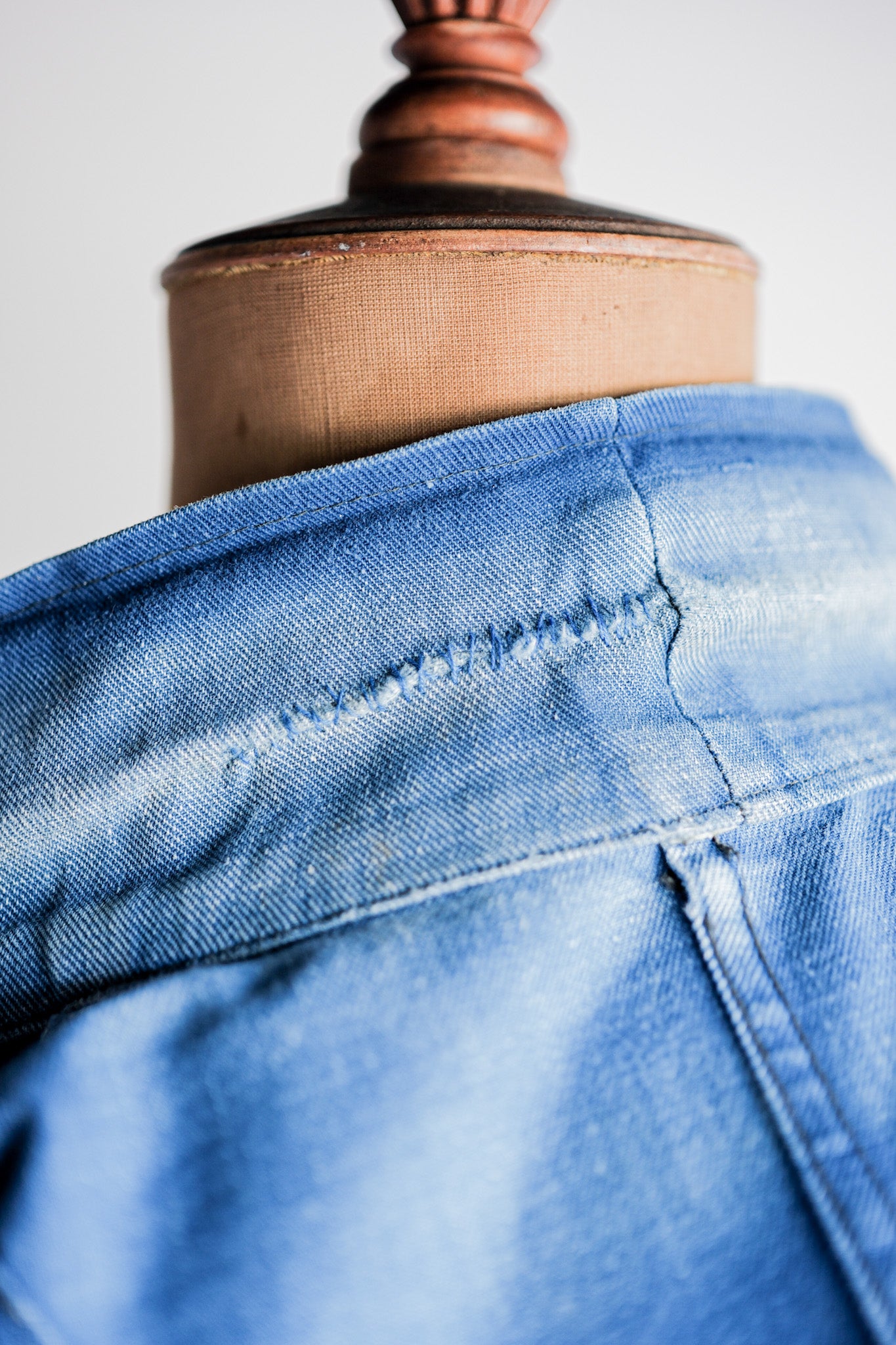 【~40's】French Vintage Indigo Cotton Linen Twill Work Jacket