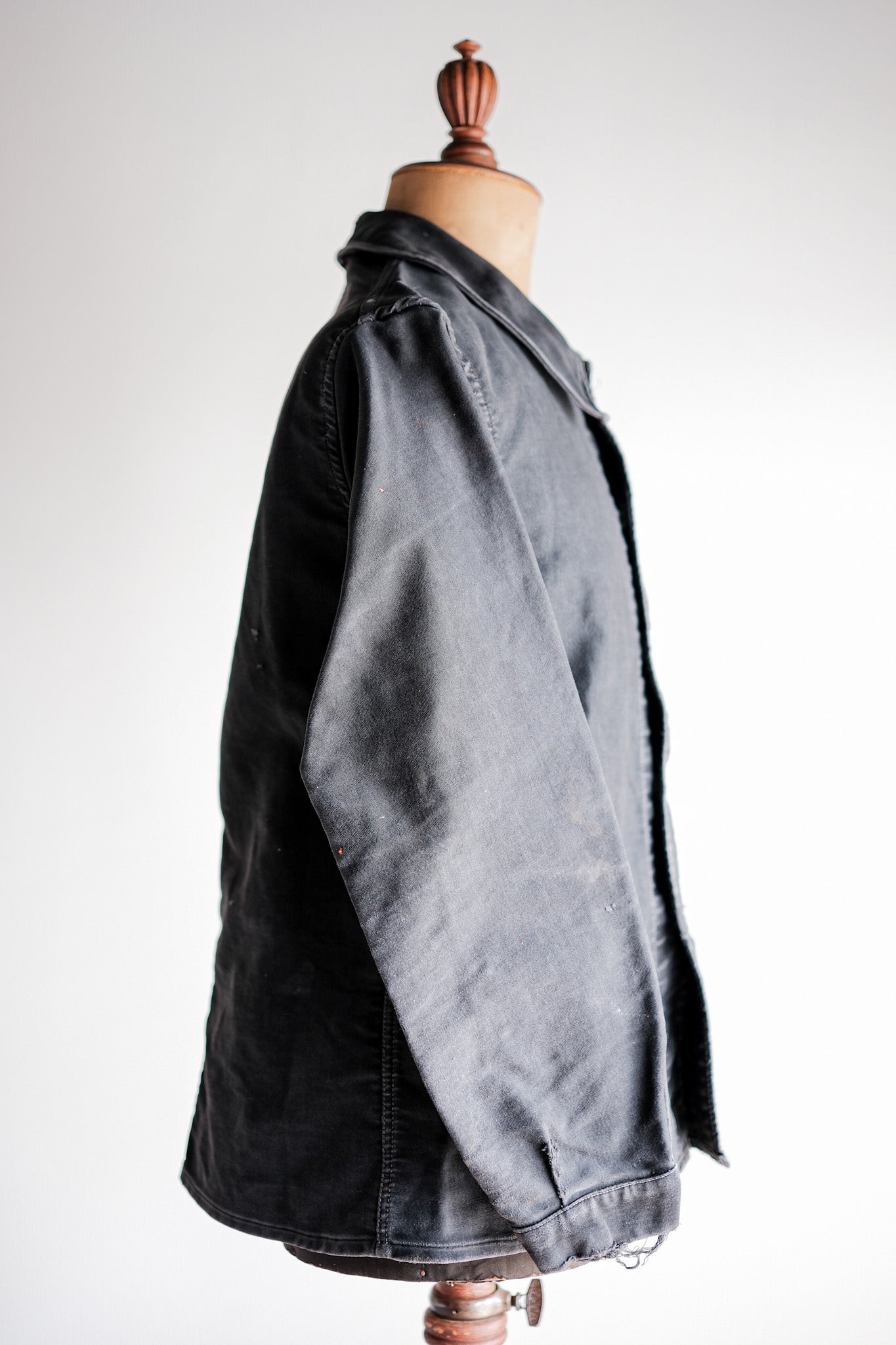 【~40's】French Vintage Black Moleskin Work Jacket "Adolphe Lafont"