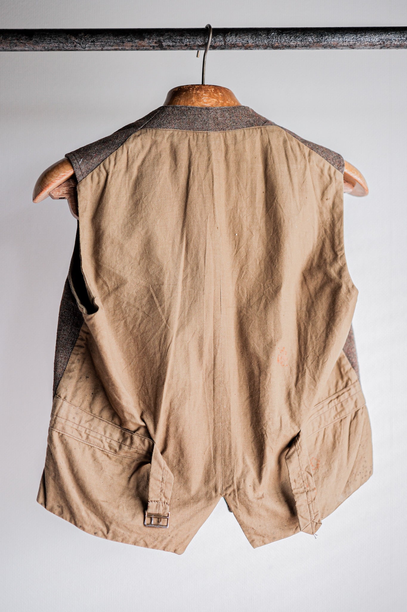 【~40's】French Vintage Brown Mix Wool Hunting Gilet