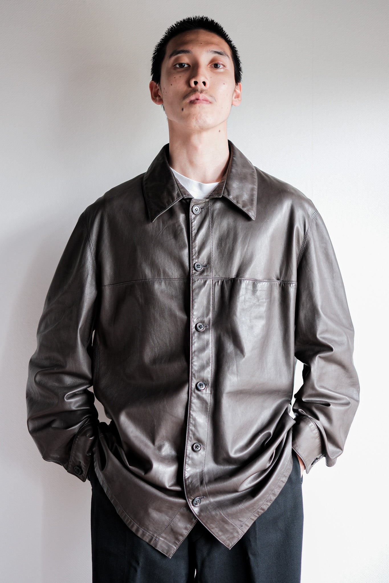 【~90's】Old SERAPHIN Lamb Leather Shirt Jacket Size.54