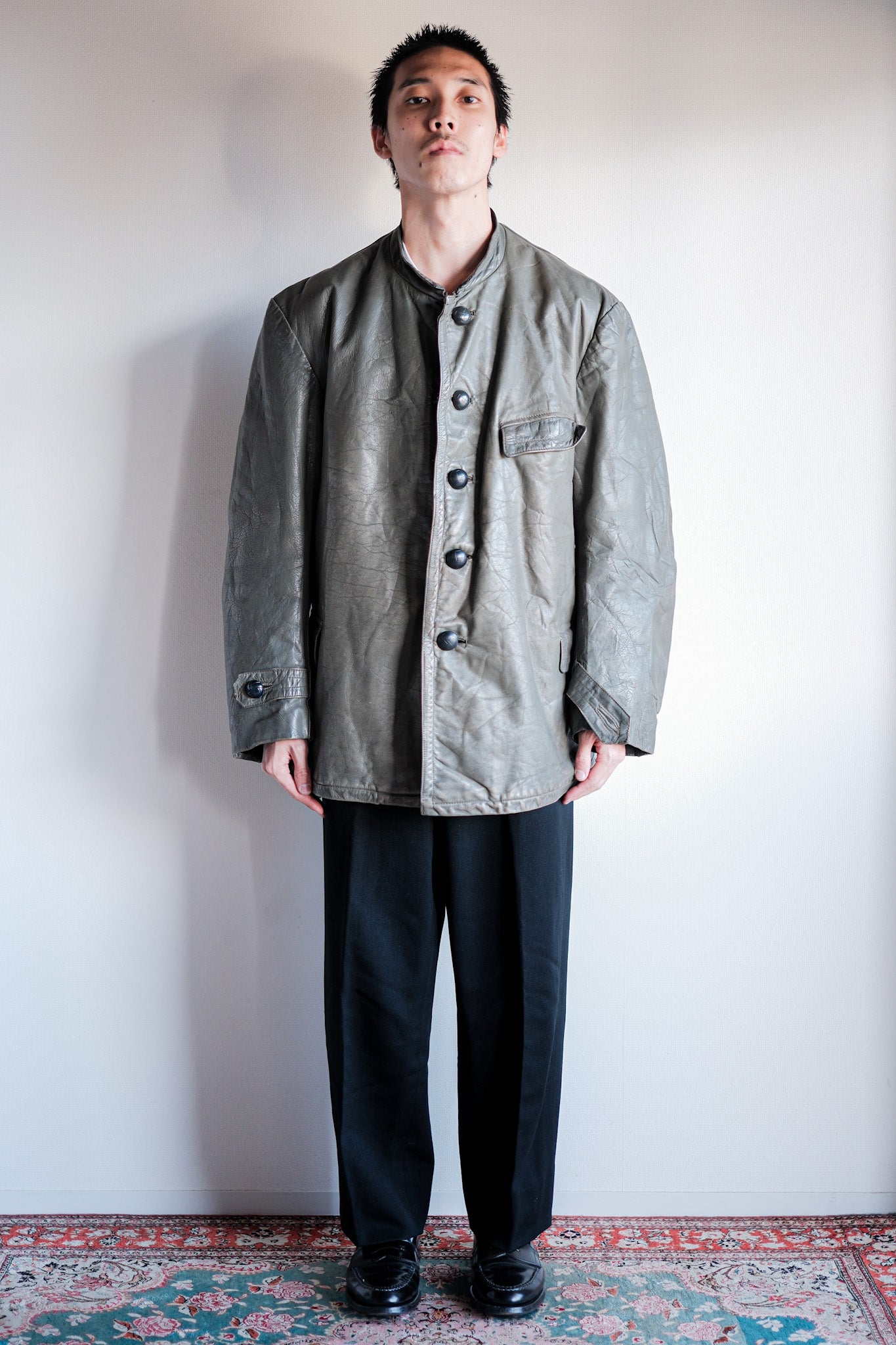 【~40's】WWⅡ+German+Navy+U-Boat+Crew+Gray+Leather+Jacket+"Kriegsmarine"