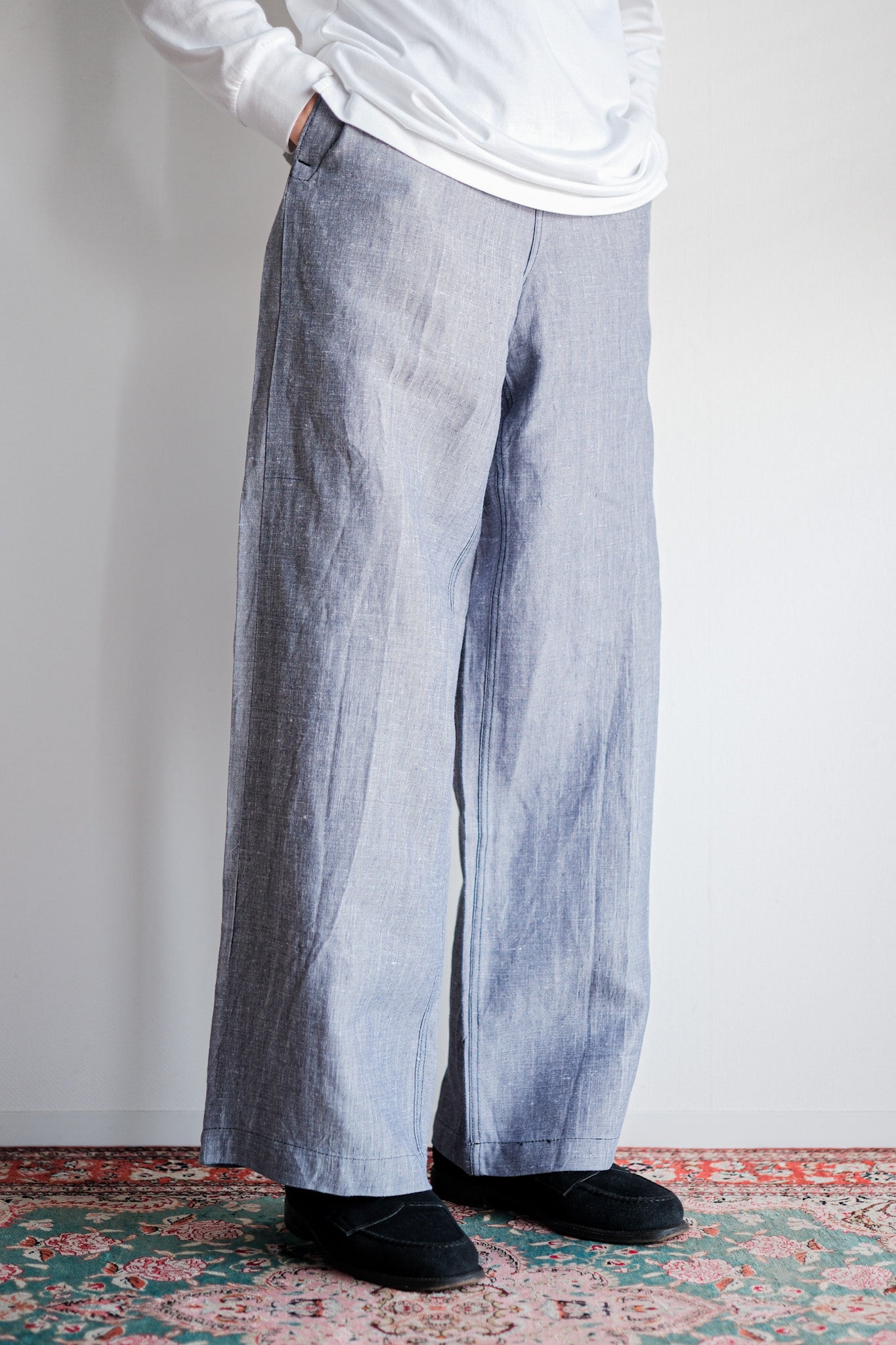 【~50's】French Navy Ramie Linen Sailor Pants Size.C-4 "Dead Stock"