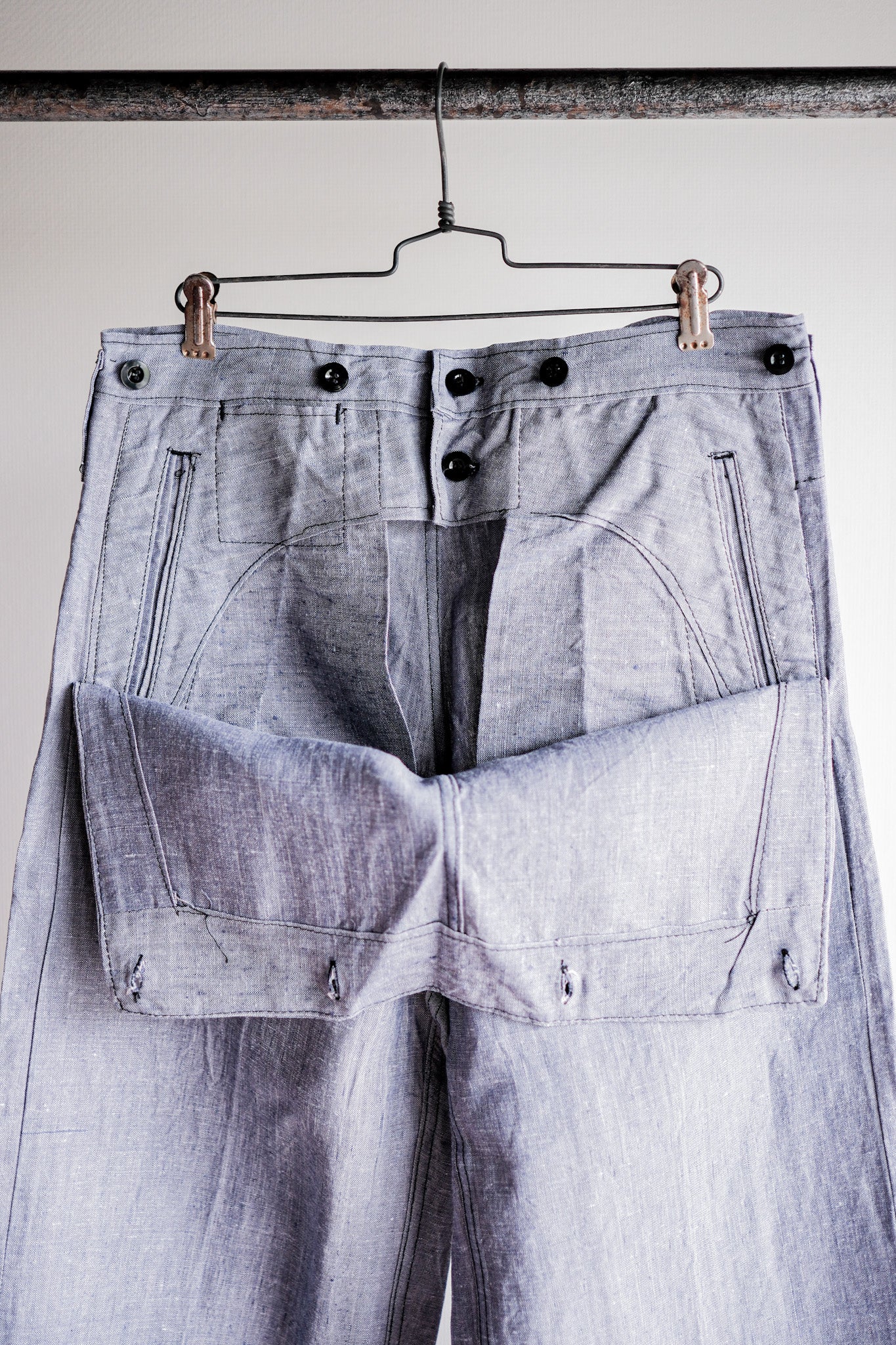 【~50's】French Navy Ramie Linen Sailor Pants Size.C-4 "Dead Stock"