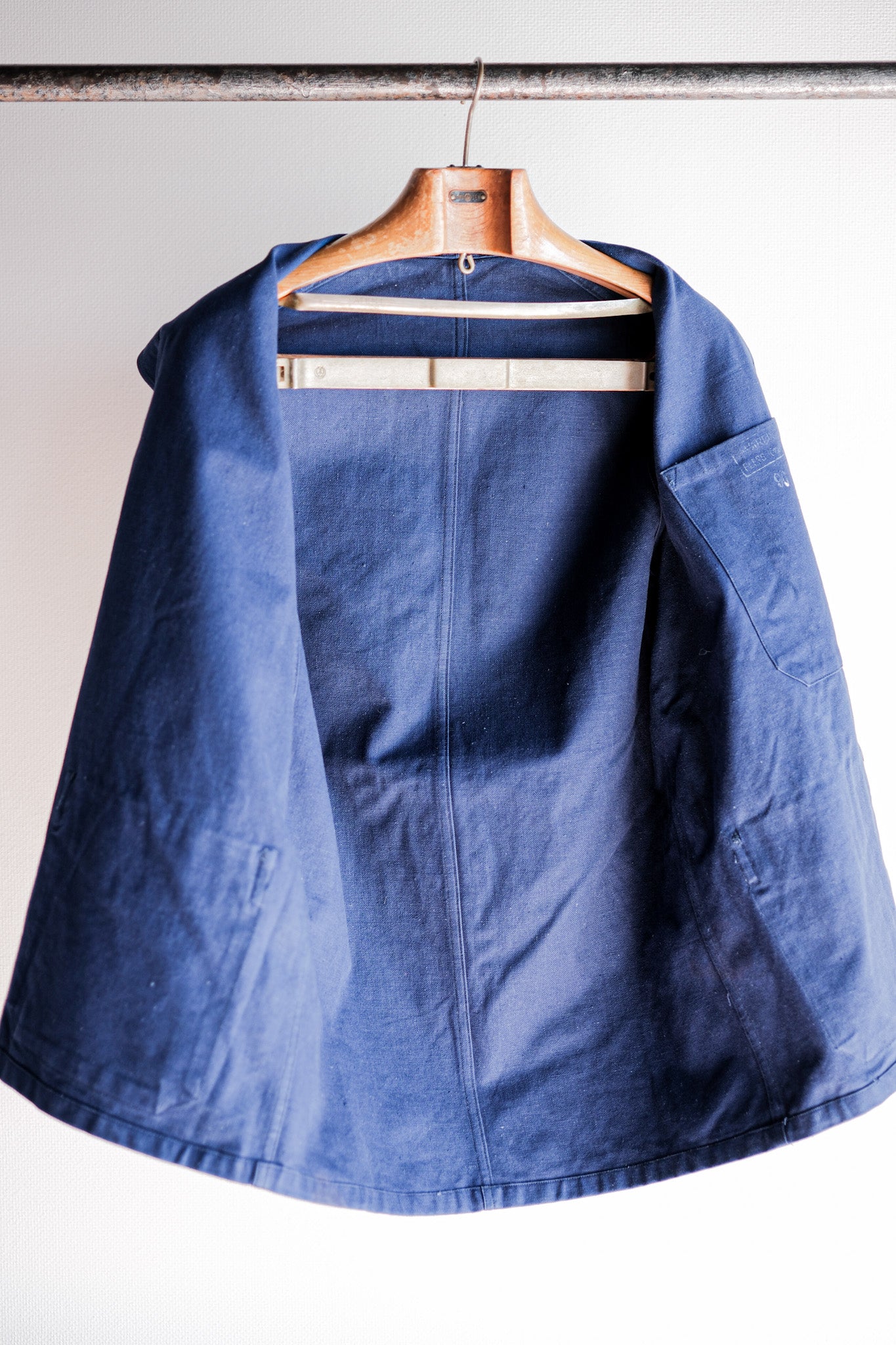 【~50's】French Army Blue Cotton Linen Twill Work Jacket
