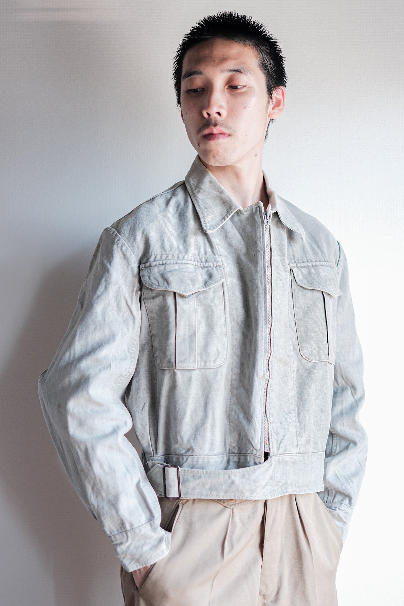 [~ 40) 프랑스 군대 M44 배틀 드레스 재킷 크기 .42 "수정"