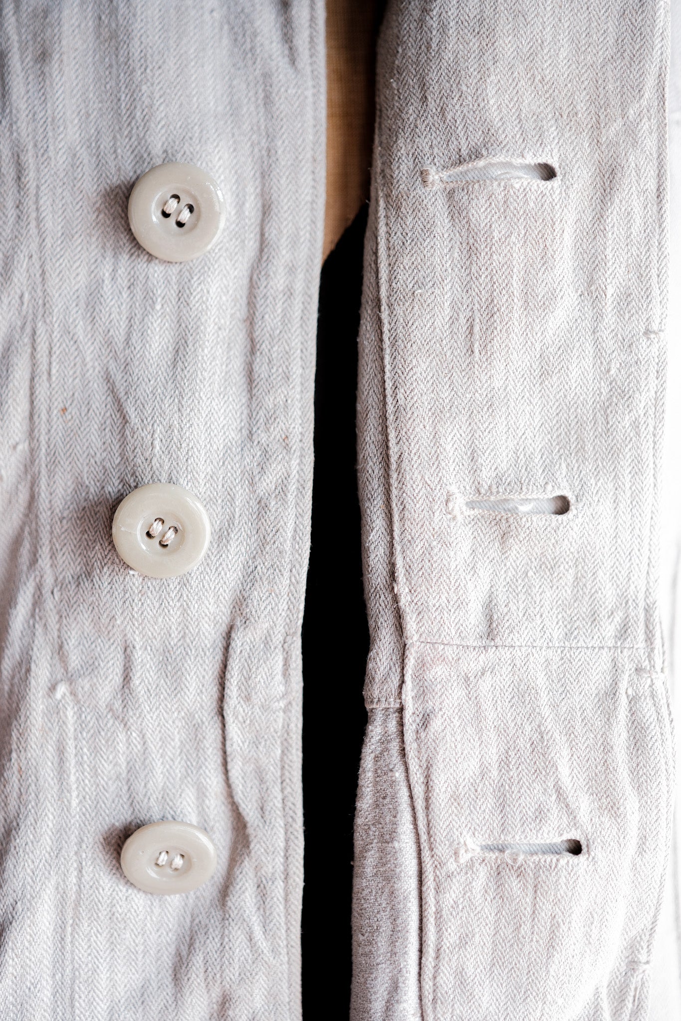 【~40's】German Air Force Drillich HBT Linen Jacket With Chin Strap "Luftwaffe"