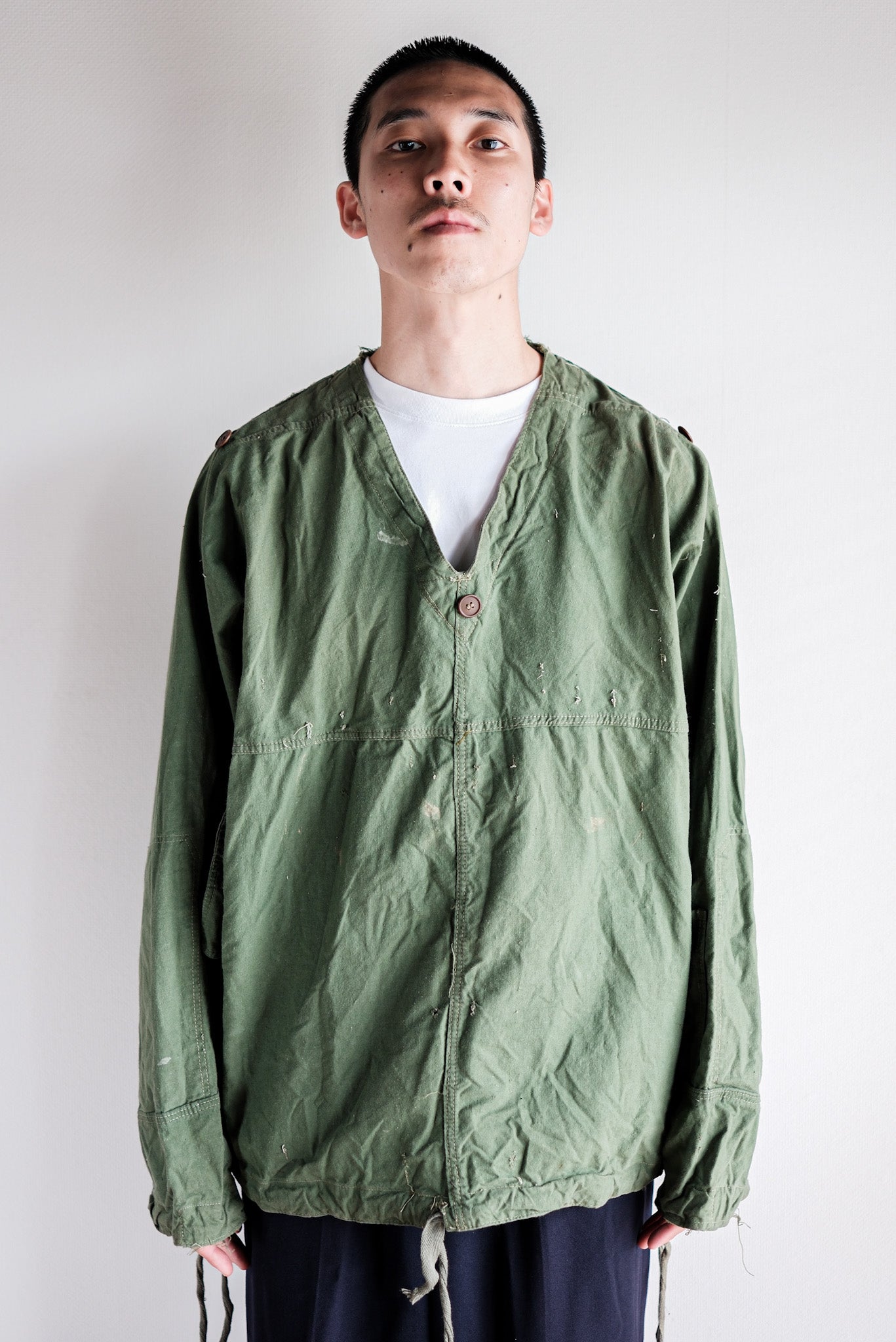 【~50's】Czechoslovakian Army Green Cotton Smock