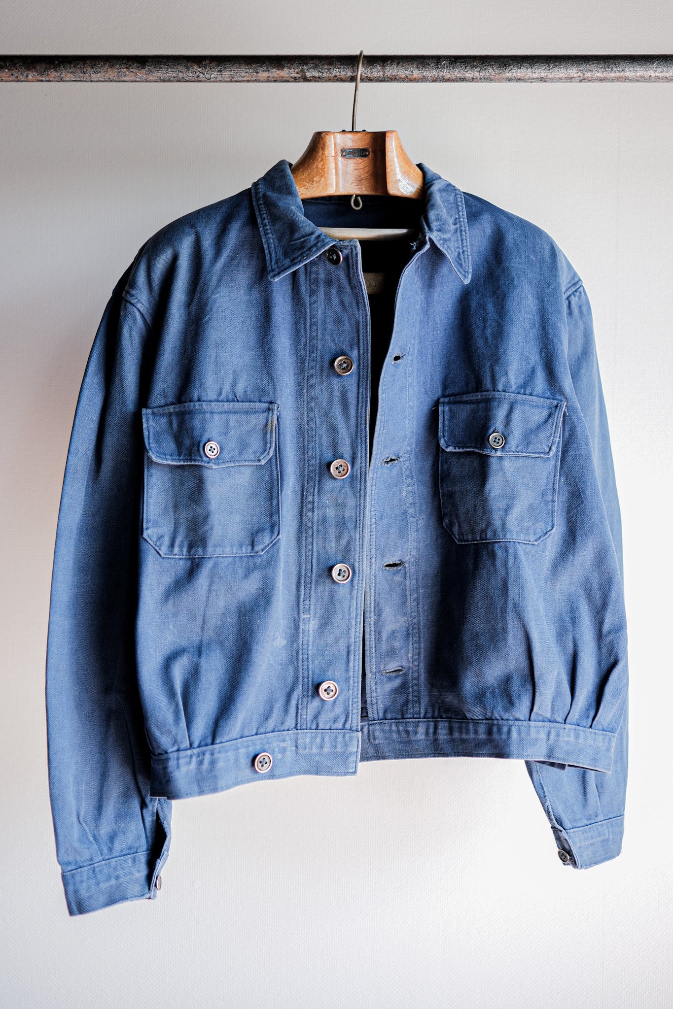 【~40’s】French Vintage Indigo Cotton Twill Cyclist Jacket