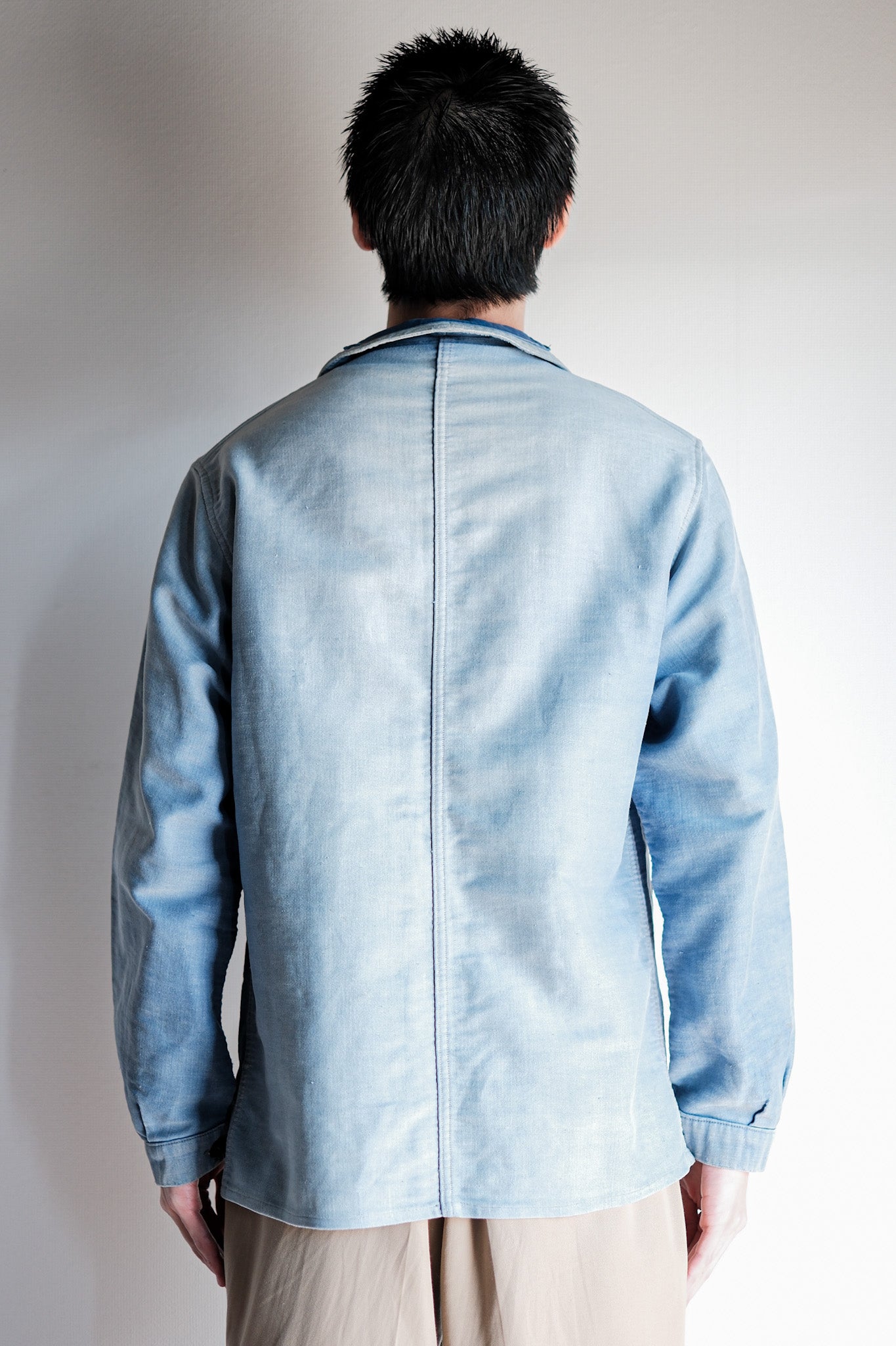 【~40's】French Vintage Blue Moleskin Work Jacket "4 Buttons"